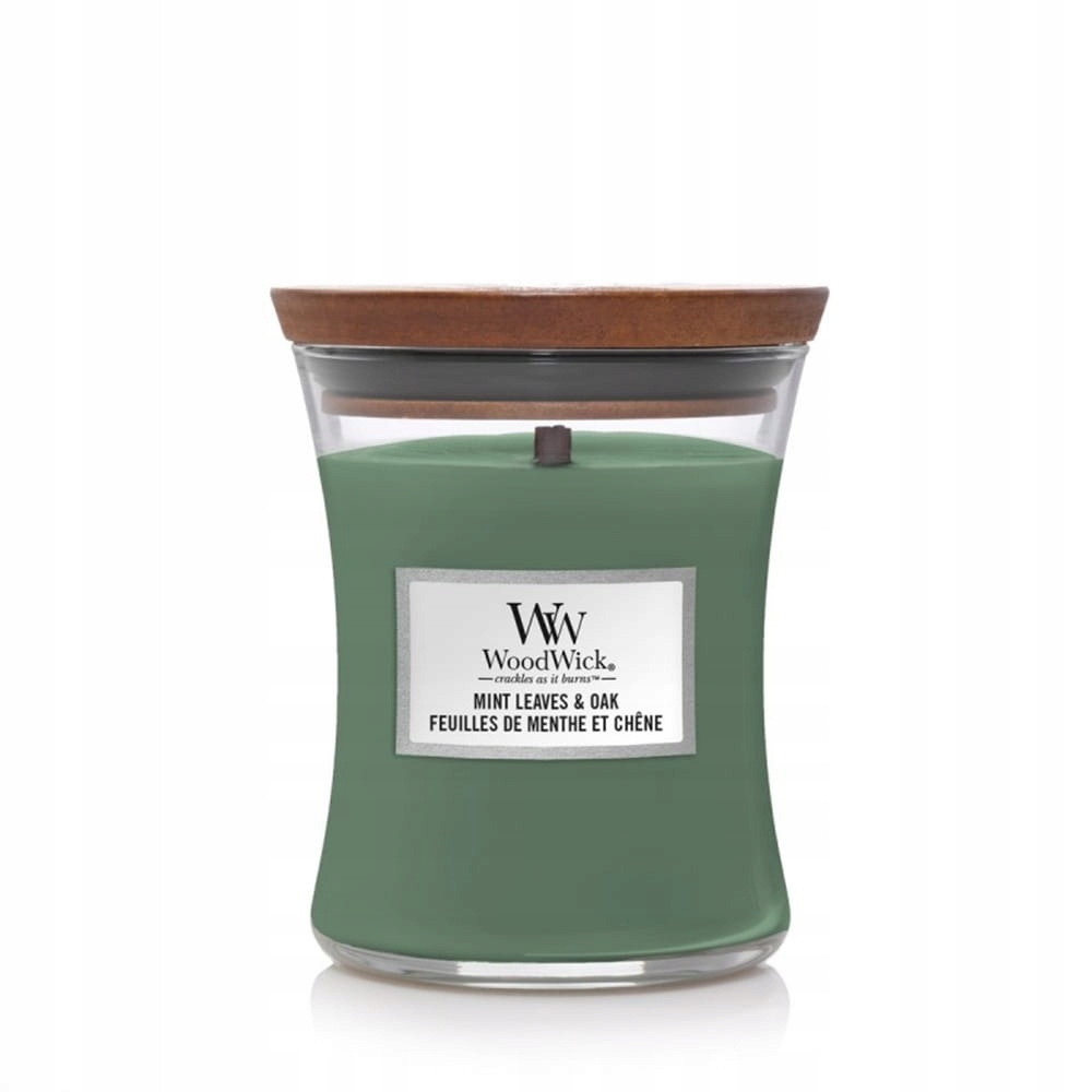 WoodWick Mint Leaves & Oak svíčka střední 275