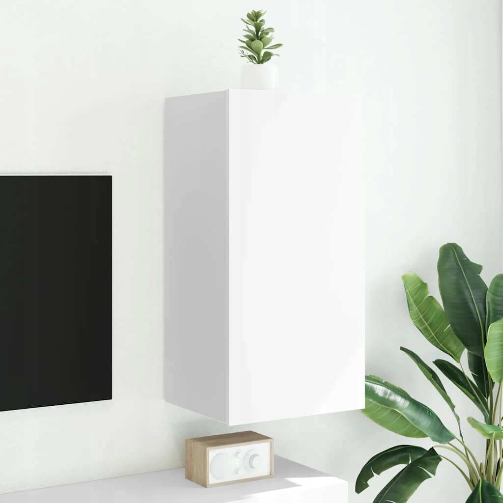 Nástěnná Tv skříňka s Led osvětlením bílá 40,5 x 35 x 80 cm Bílá 837260