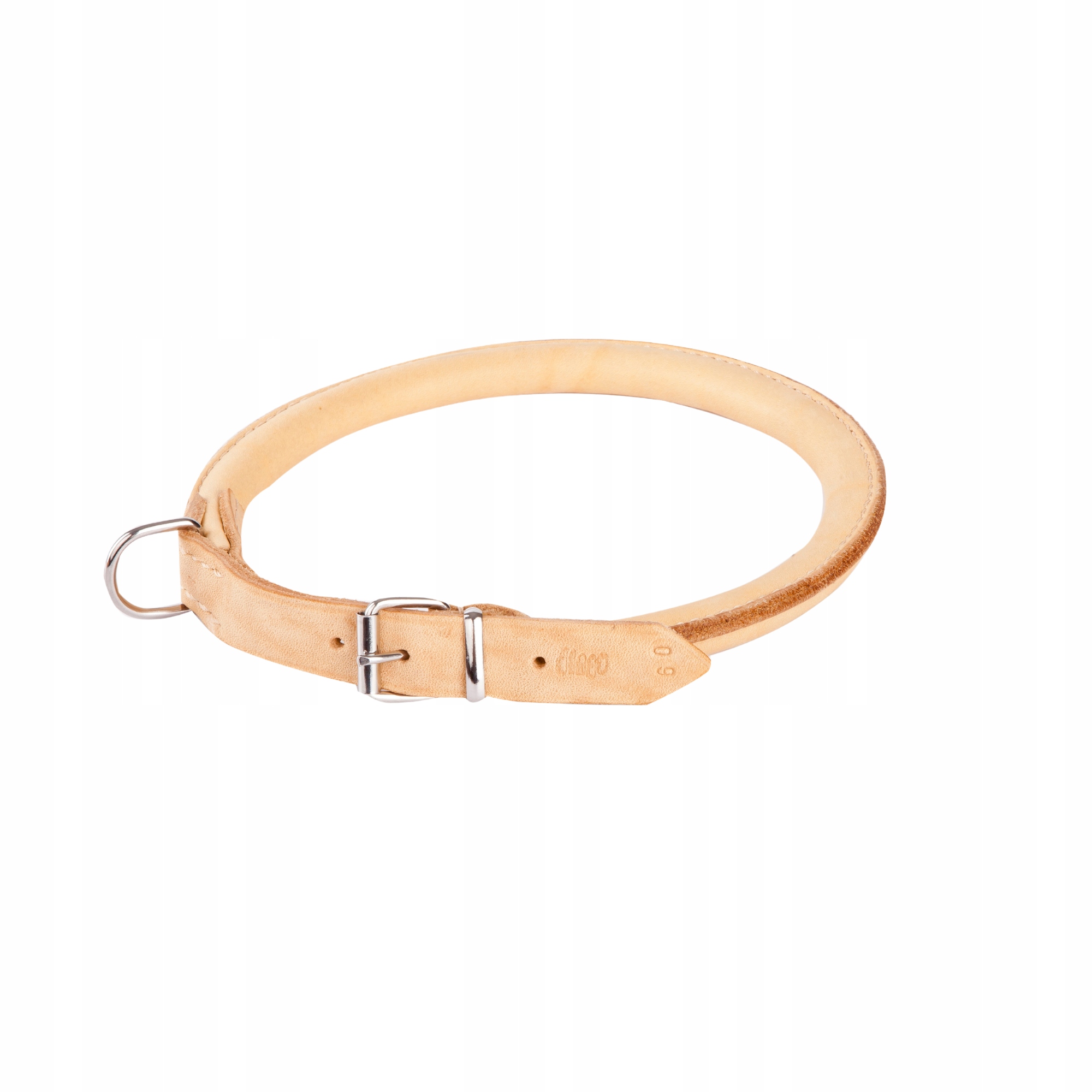 Levně Dingo obojek, kulatá kůže Soft 1,2x65 cm přírodní