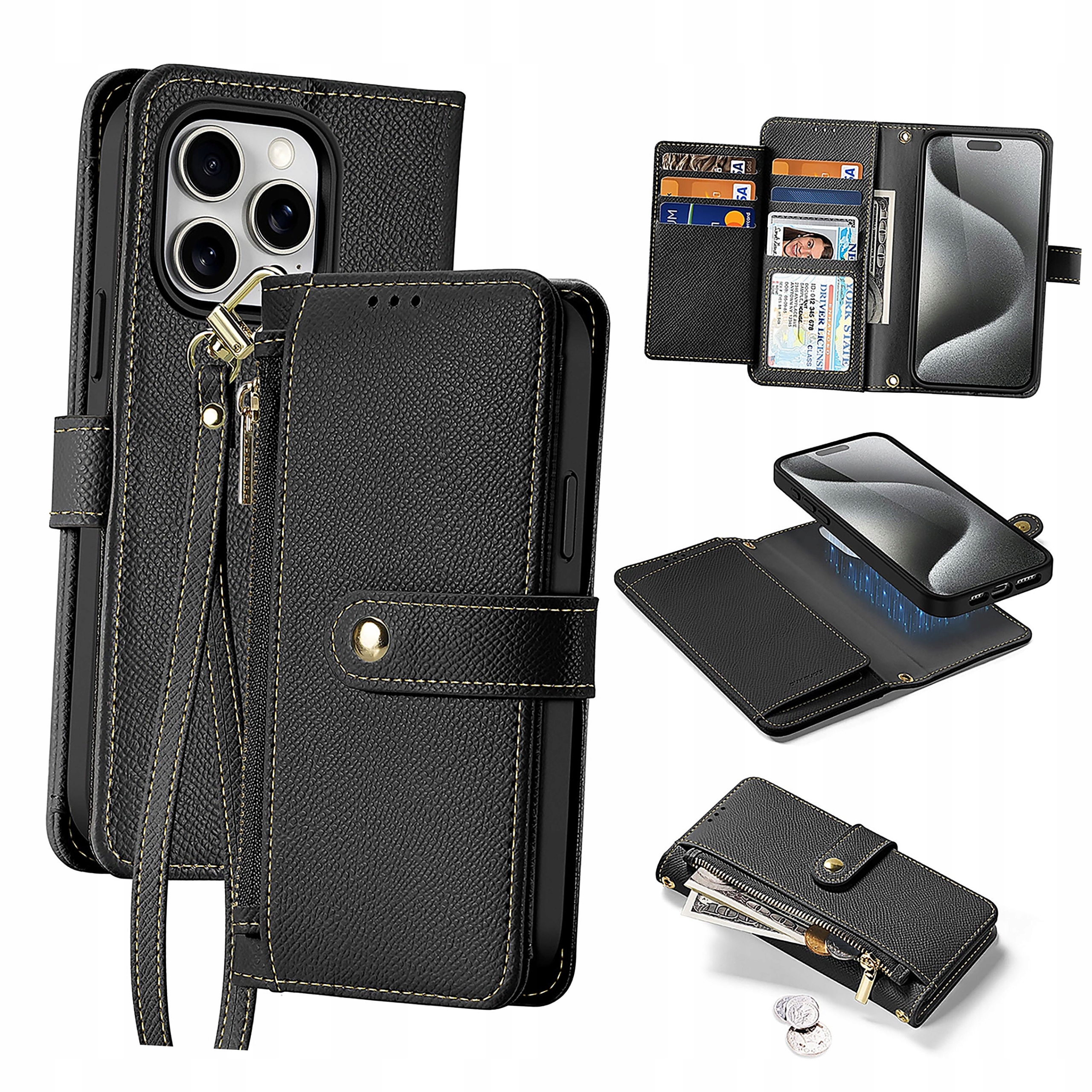 Etui skórzane Dux Ducis Lawa do iPhone 15 Pro Max czarne