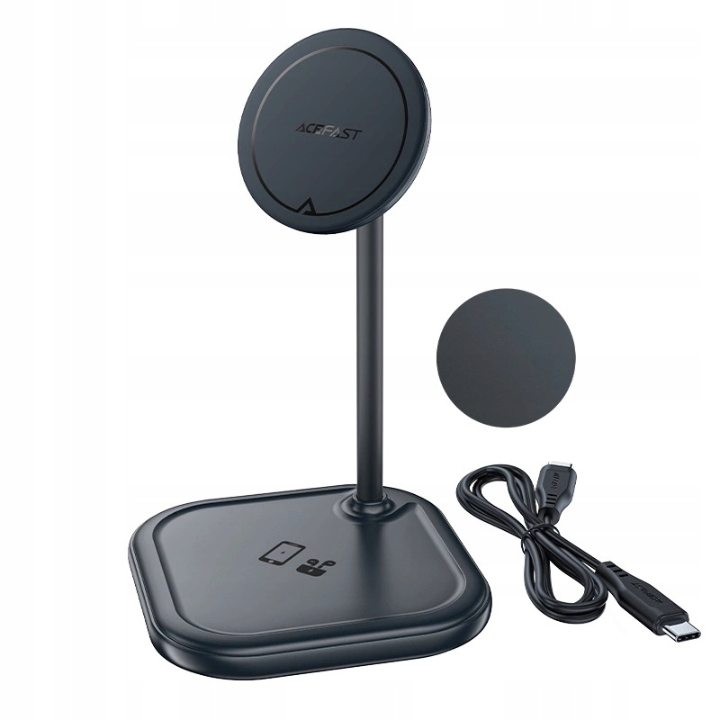 Acefast E6 ładowarka bezprzewodowa Qi/MagSafe 15W iPhone/AirPods szara