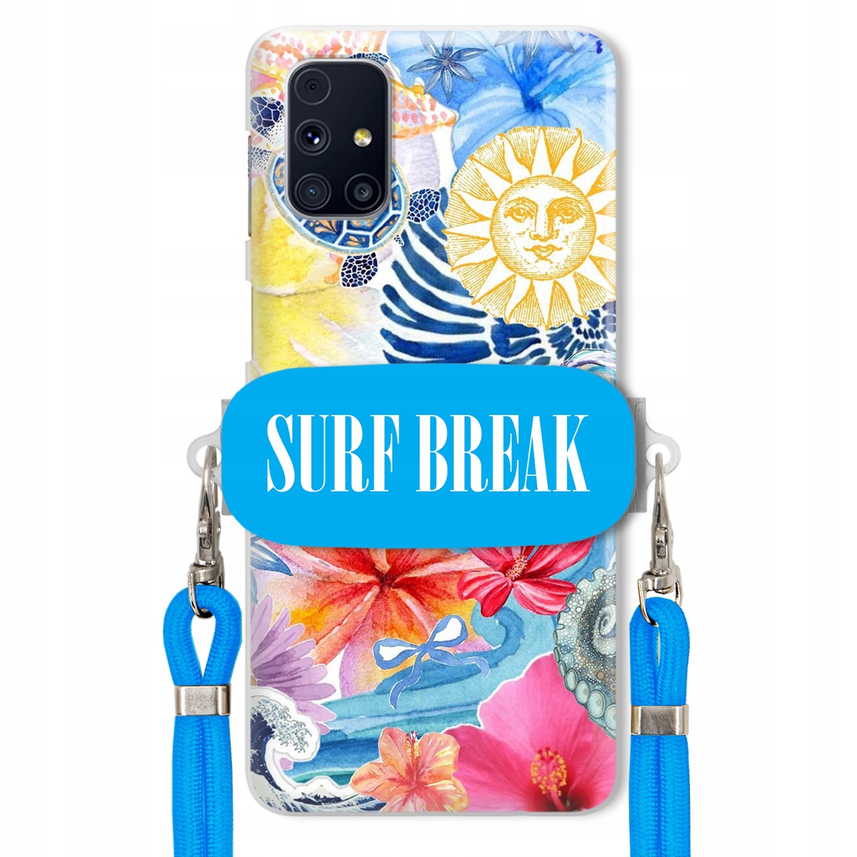 Puzdro pre Samsung M31s Modrá Crossbody šnúra držiak Surf Break Lata