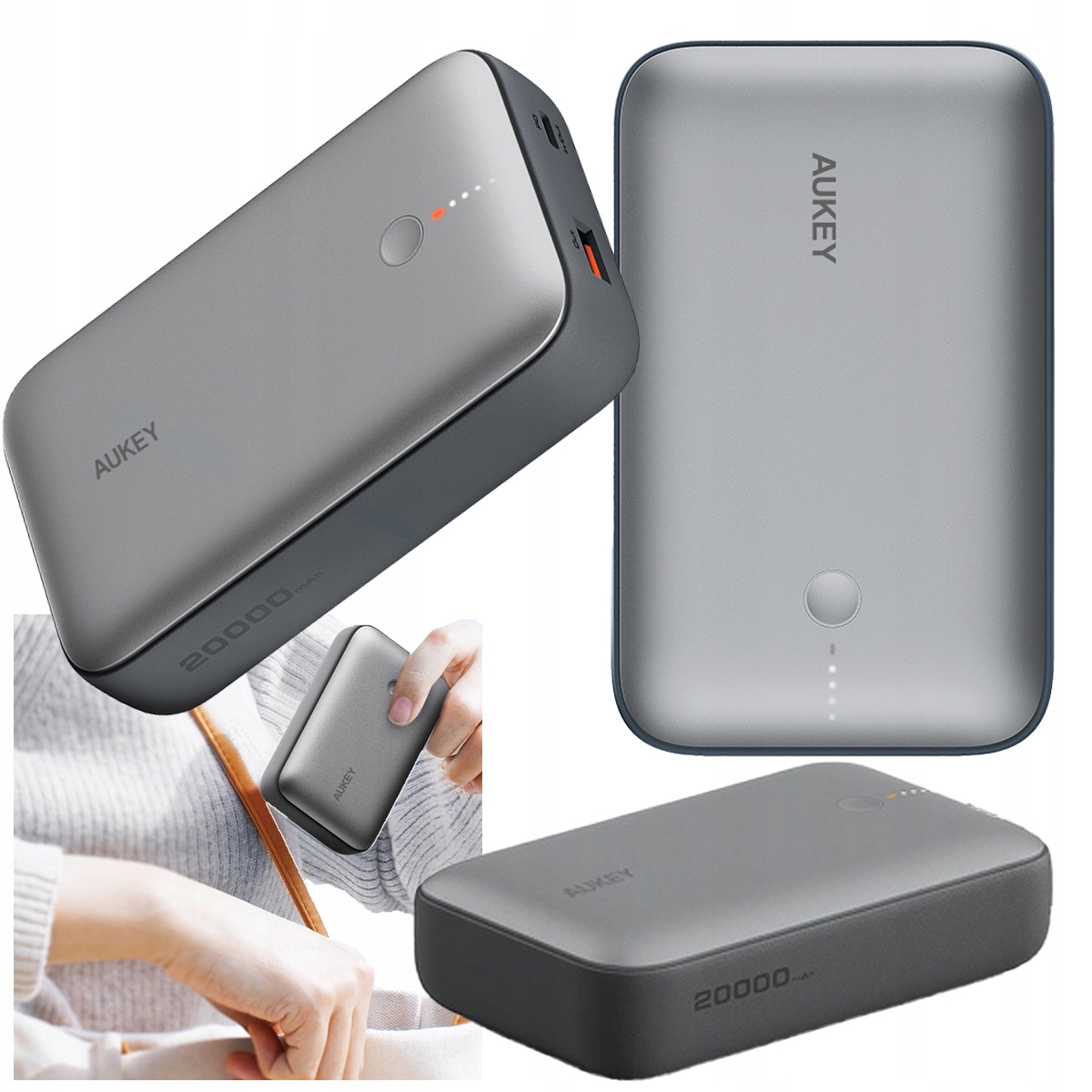 Powerbanka 20000 mAh Aukey Spark Mini Usb-c Usb-a PB-Y57 Rychlé Nabíjení