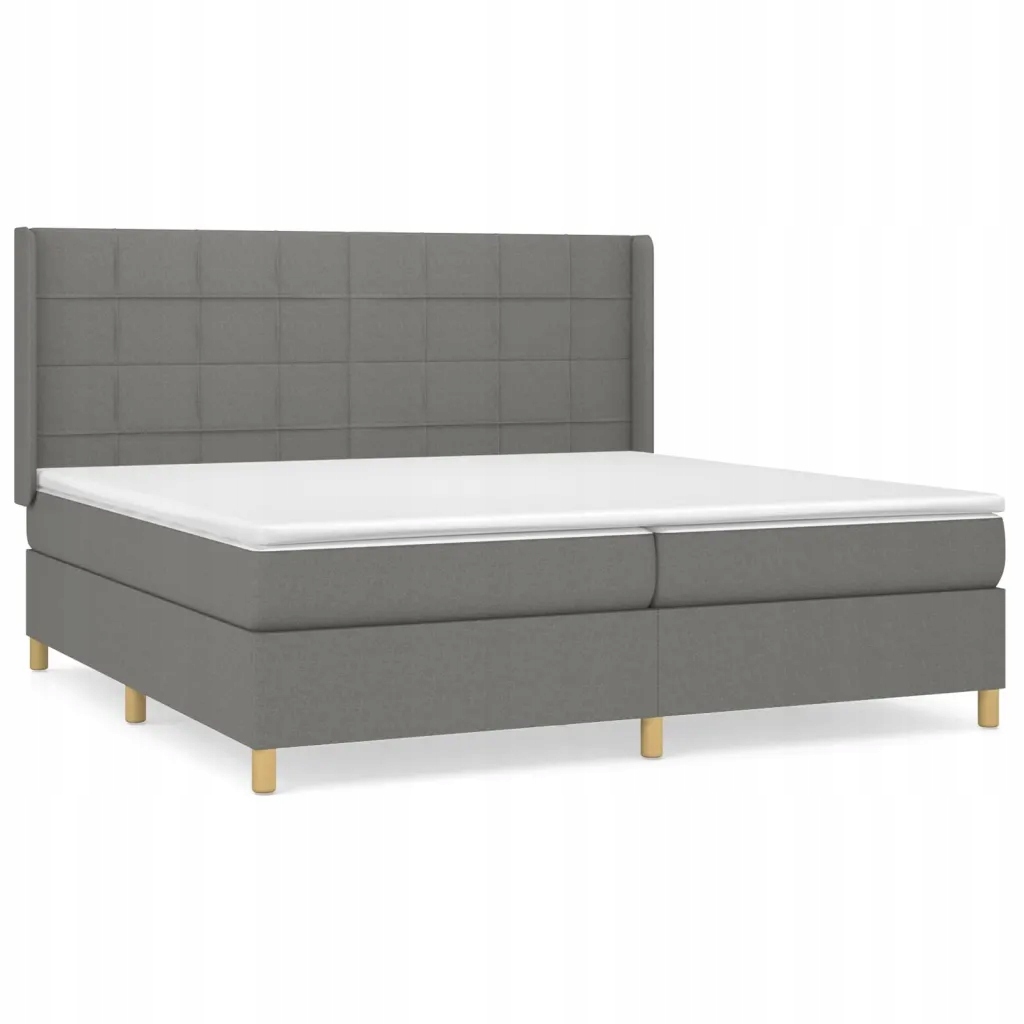 Kontinentální postel tmavě šedá s matracemi 203 x 203 x 118/128 cm