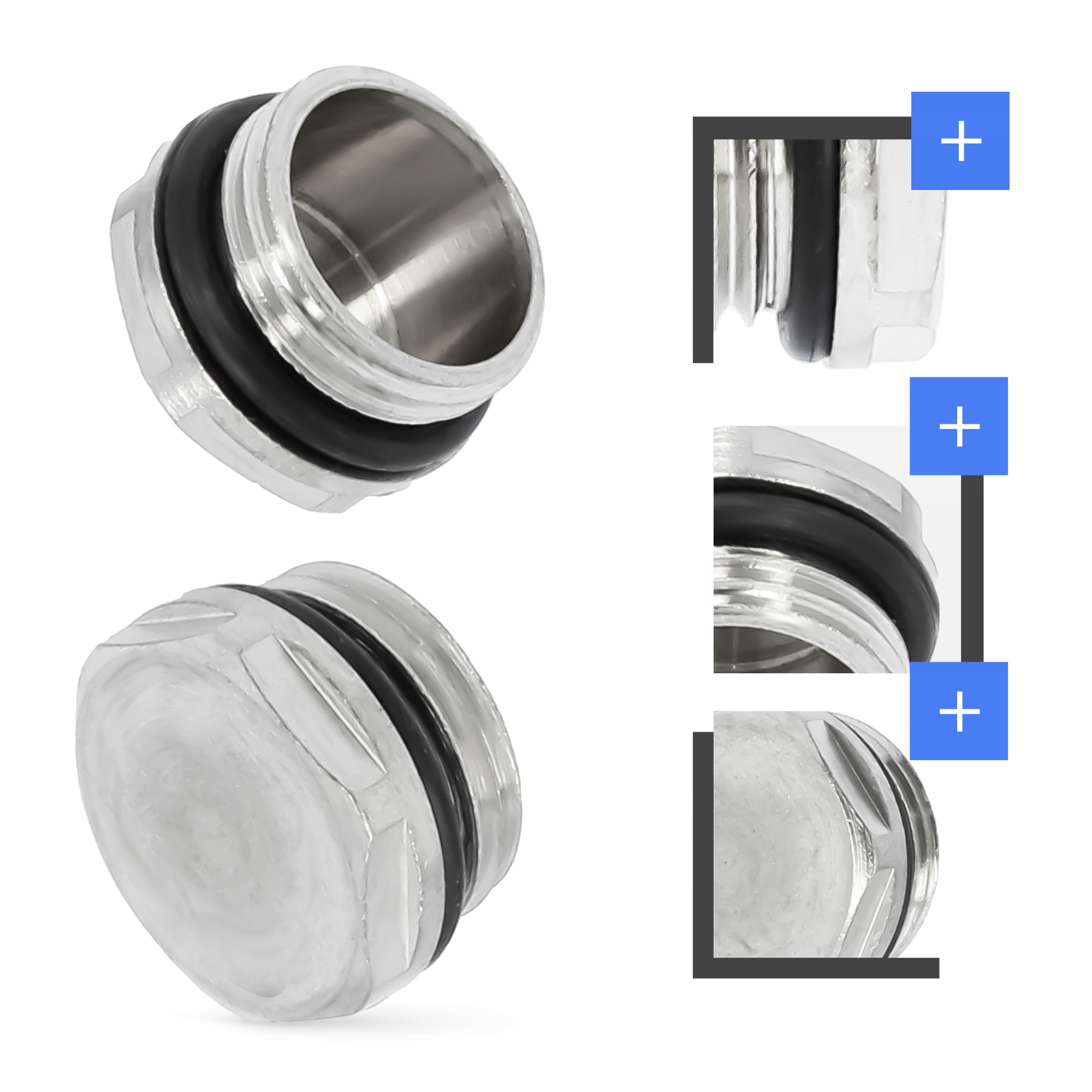 KOREK ZAŚLEPIAJĄCY RUR GRZEJNIKA 1/2 Niklowany ZAŚLEPKA Oringiem Uszczelką Typ korek