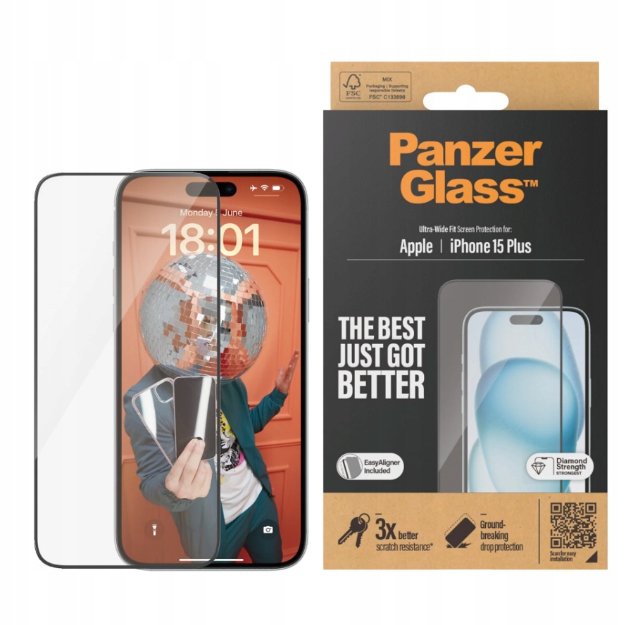 PanzerGlass Chránič obrazovky sklo Apple iPhone 15 Plus Tvrdené sklo