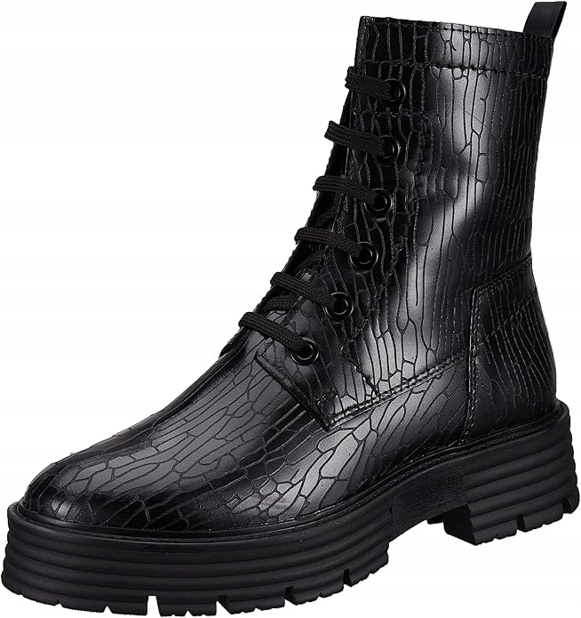 Marco Tozzi Černé Dámské Kotníkové Boty Z Přírodní Kůže S Texturou 40 6CA