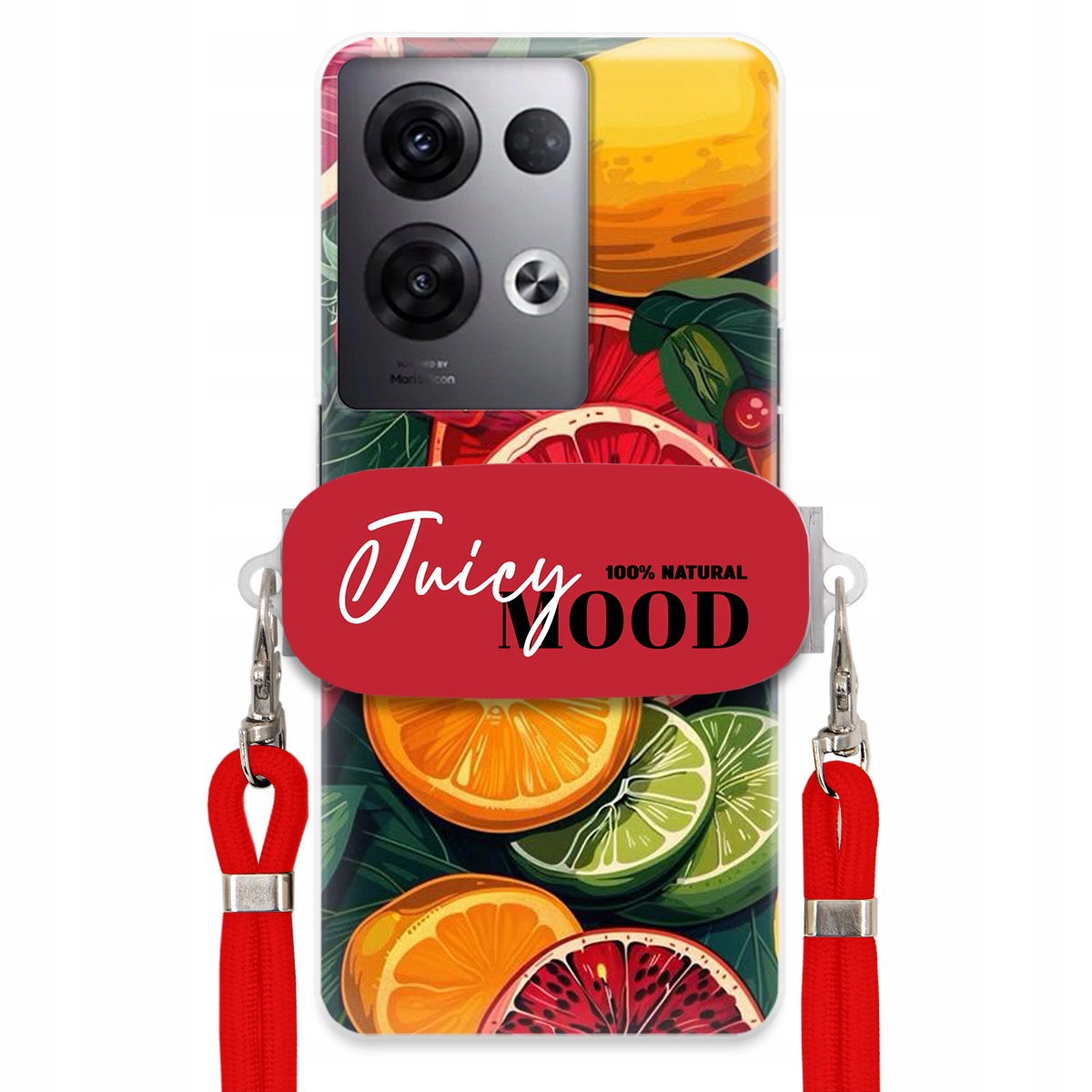 Puzdro pre Oppo Reno 8 Pro Plus Červené vodítko držiak Fruit Ovocie Juice Mood