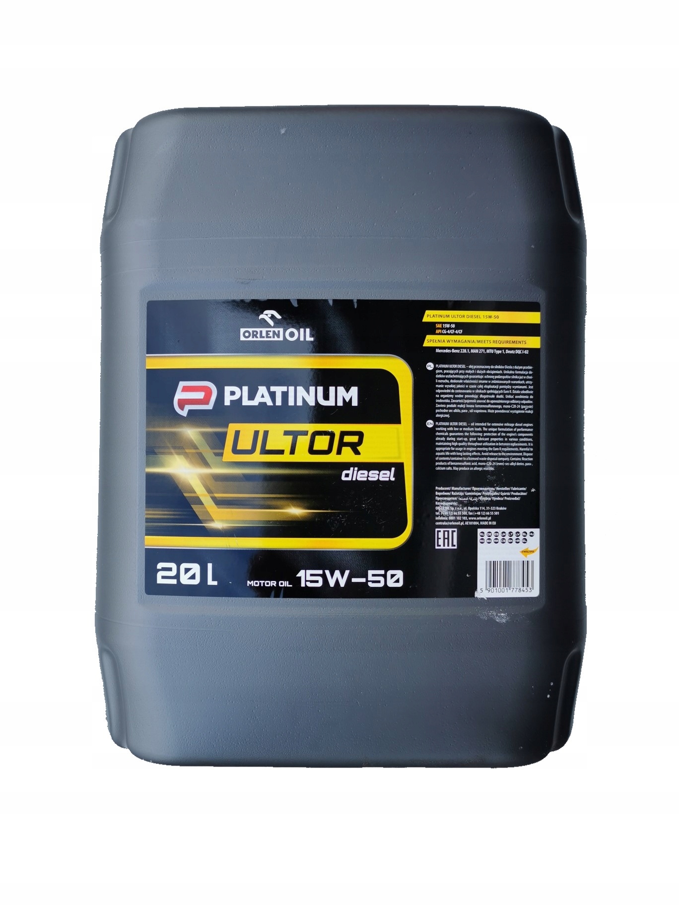 ПЛАТИНОВЕ МАСЛО ULTOR DIESEL CG-4/CF-4 / CF 15W-50 20L
