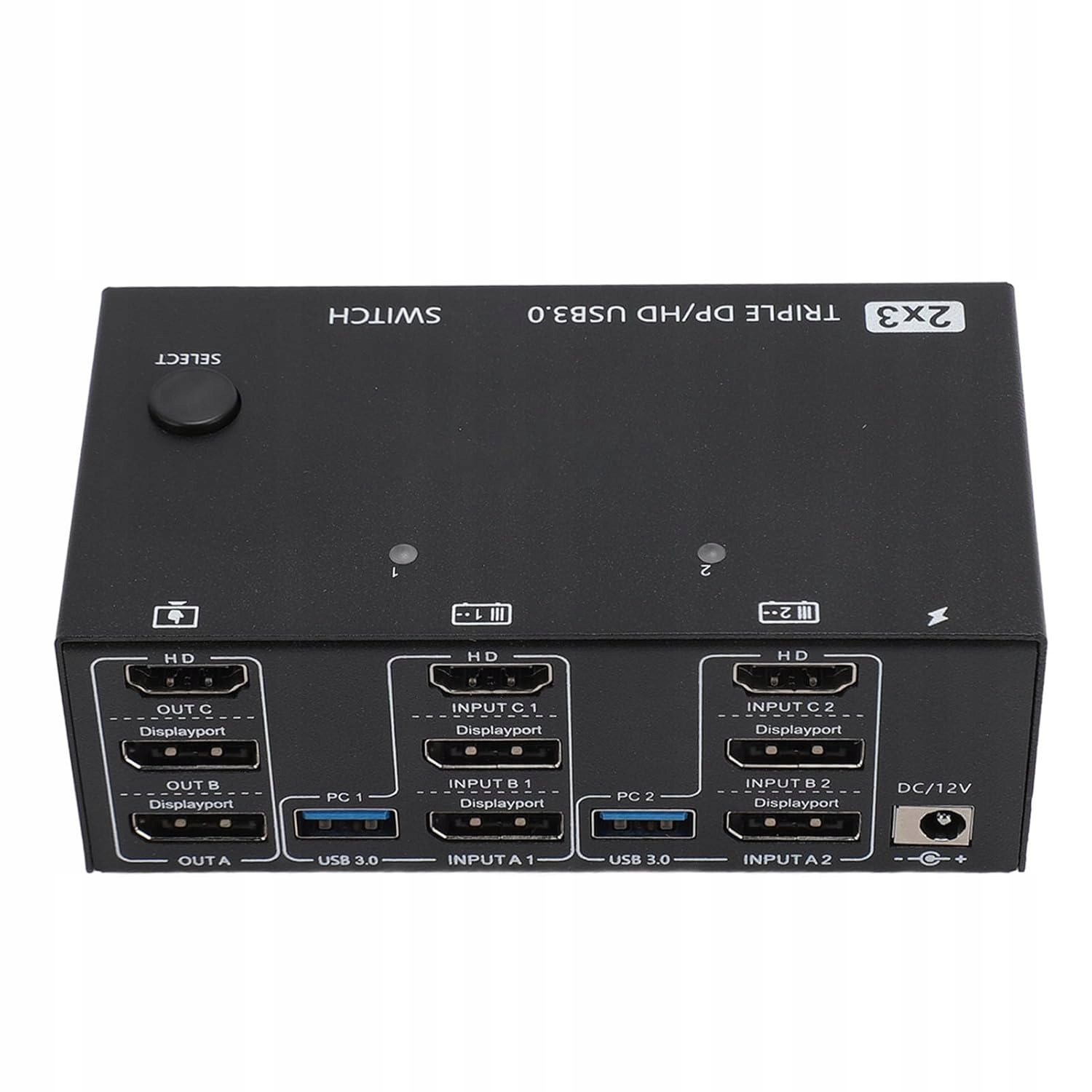 Přepínač Kvm Dp Hdmi Usb 3.0 2 Pc 3 monitory 8K 30 Hz 4K 144 Hz