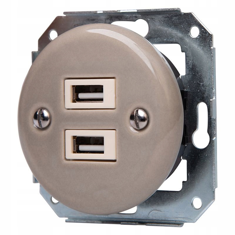 Keramická Podomietková Zásuvka 2xUSB Pastelová Olivka