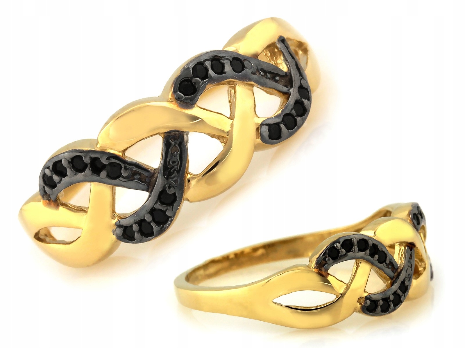 Prstýnek ze žlutého zlata 585 s černými zirkony 2.60g r20