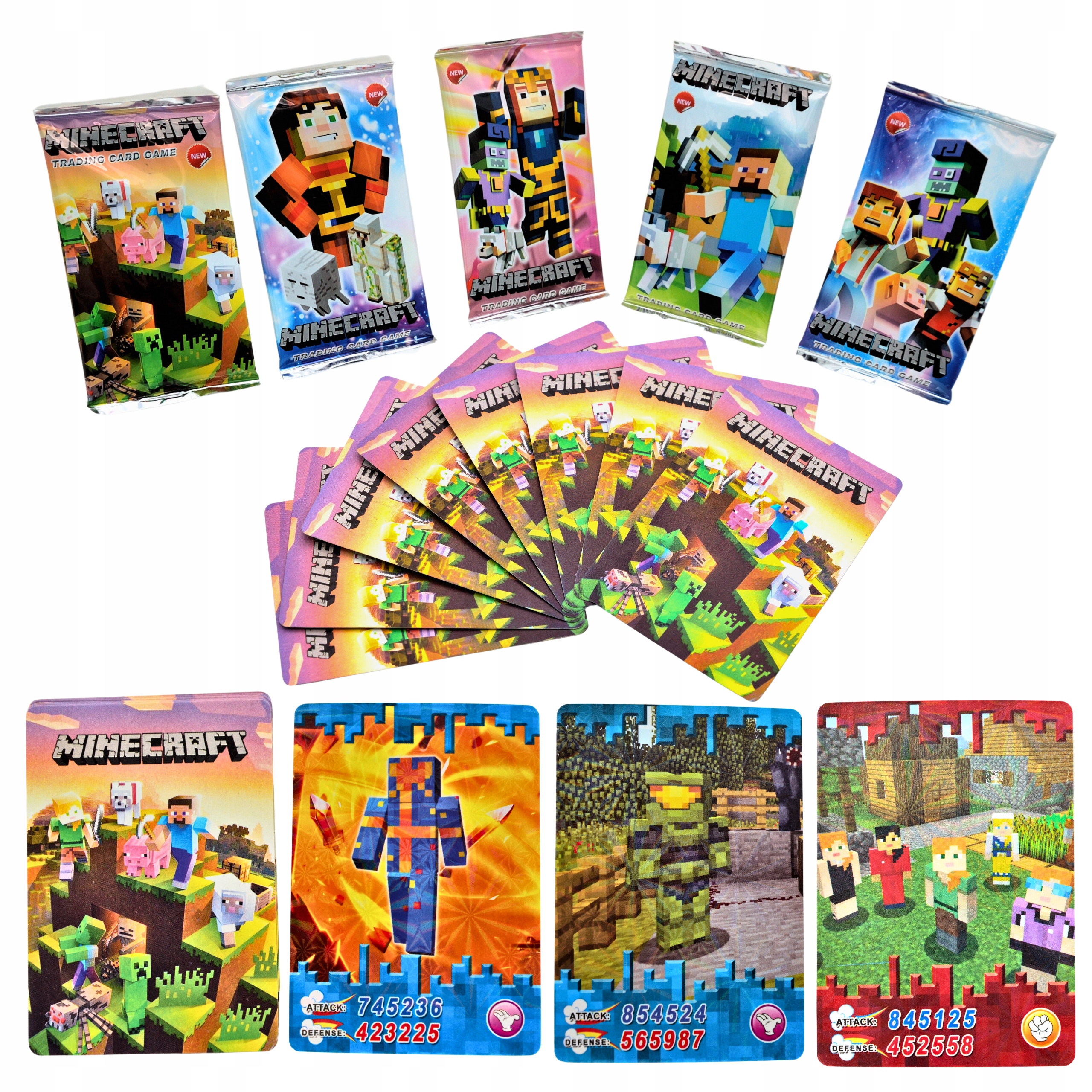 MINECRAFT KARTY 5x SASZETKA MINECRAFT ZESTAW