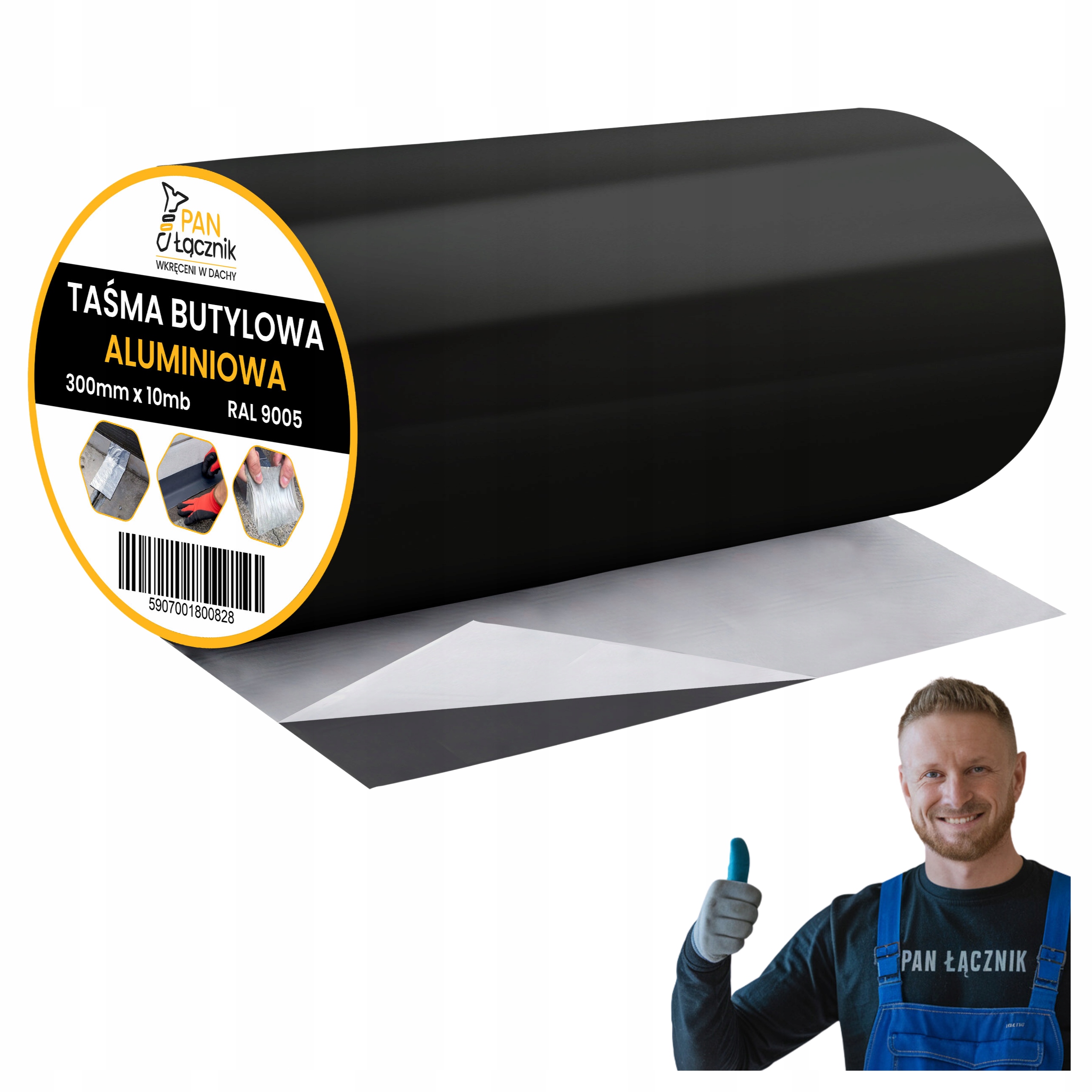 Butylová páska Dekarska hliníková 300 mm 10 m černá RAL9005 střešní