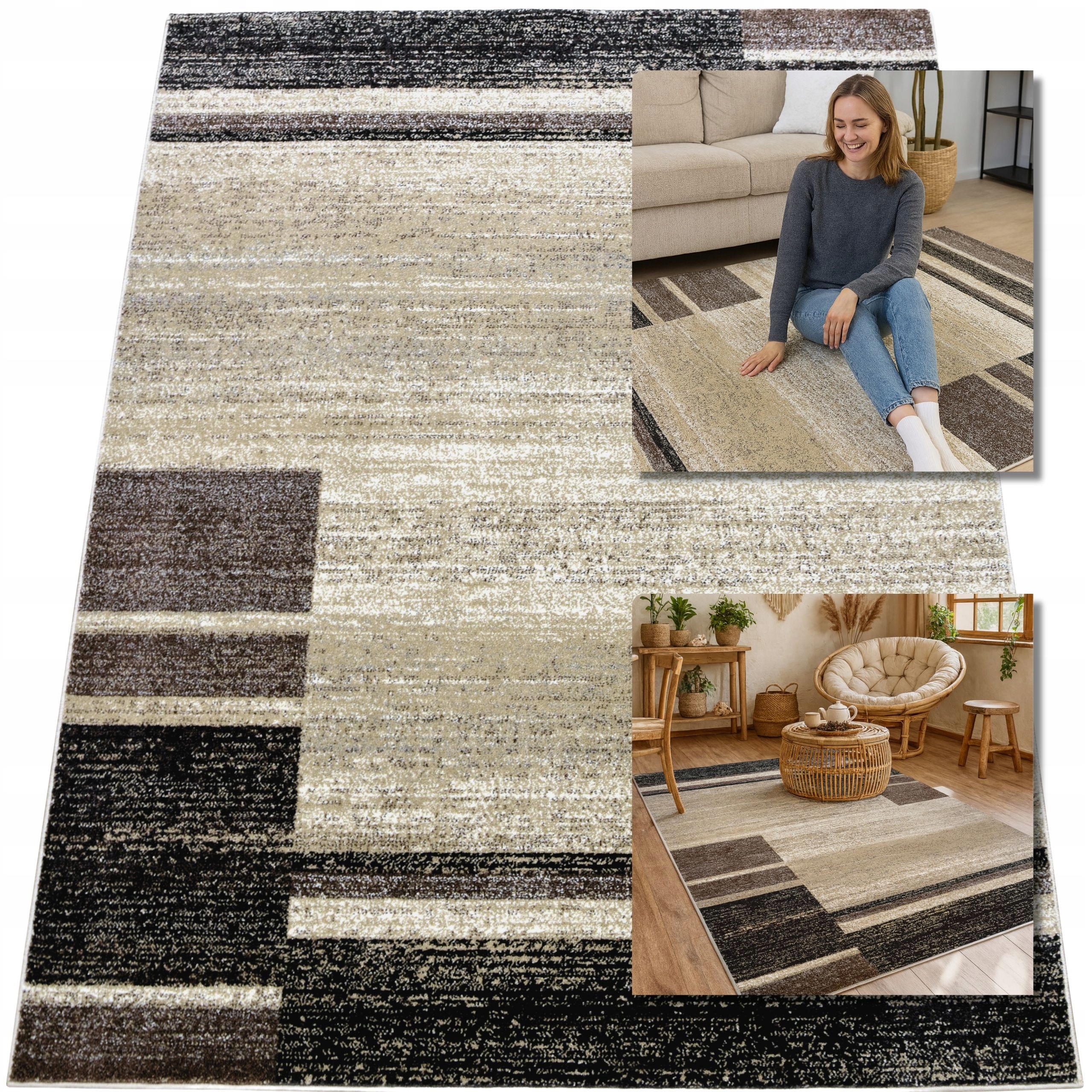 Moderní Koberec Módní Béžový Koberec Do Obývacího Pokoje Adventure Loft 13 mm 80 x 150