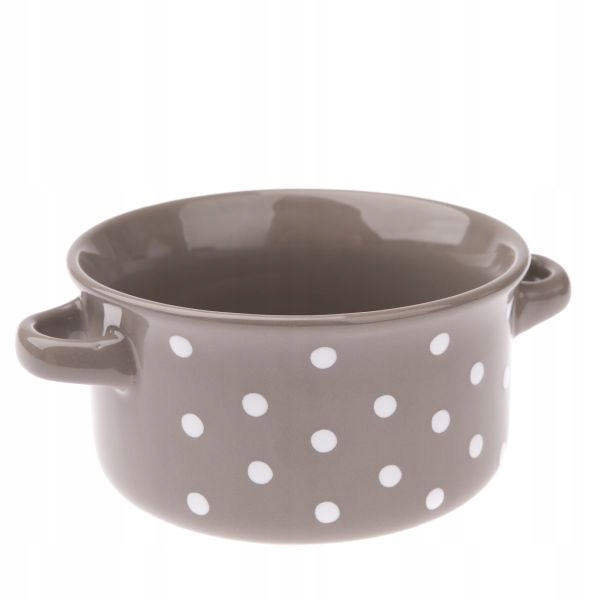 

Miska ceramiczna z uszkami szara kropki miseczka