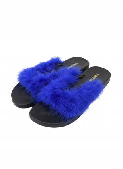 Bílá Značka Dámských Japonských Kalhot S Kožešinou V Modré Barvě, Velikost 40