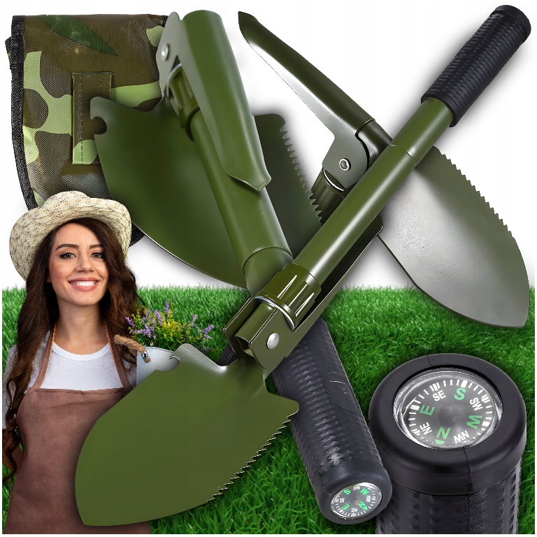 SAPERKA SURVIVAL MOCNA ŁOPATA PIŁA ETUI NIEZNISZCZALNA 6W1 WOJSKOWA KOMPAS