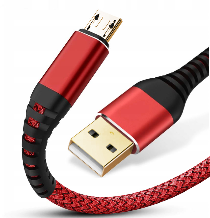 

Wzmacniany Kabel Długi 2M Złoty Micro Usb Quick