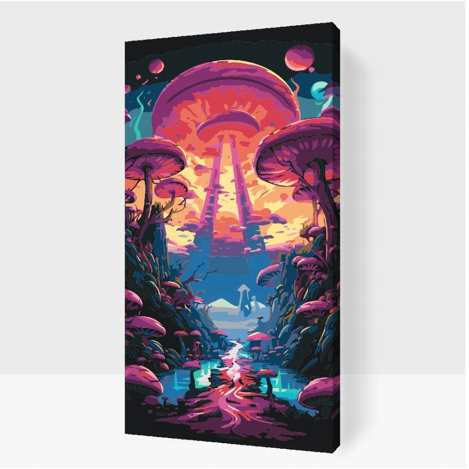 Malování Podle Čísel Les hub Krajina Příroda Řeka Velká 40x80 cm