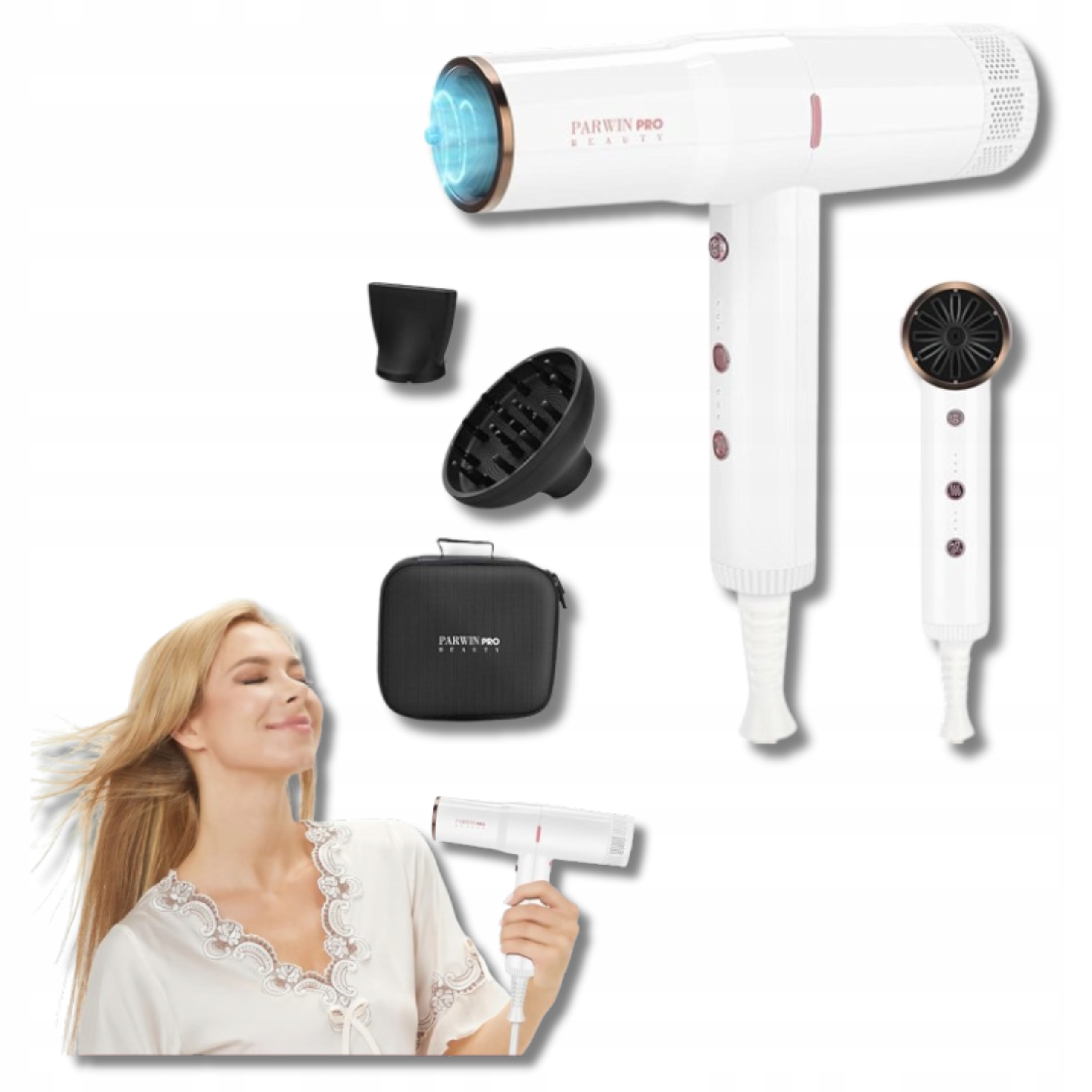 Kompaktní fén vlasů pro domácnost Ionizace Parwin Pro Beauty Bonus
