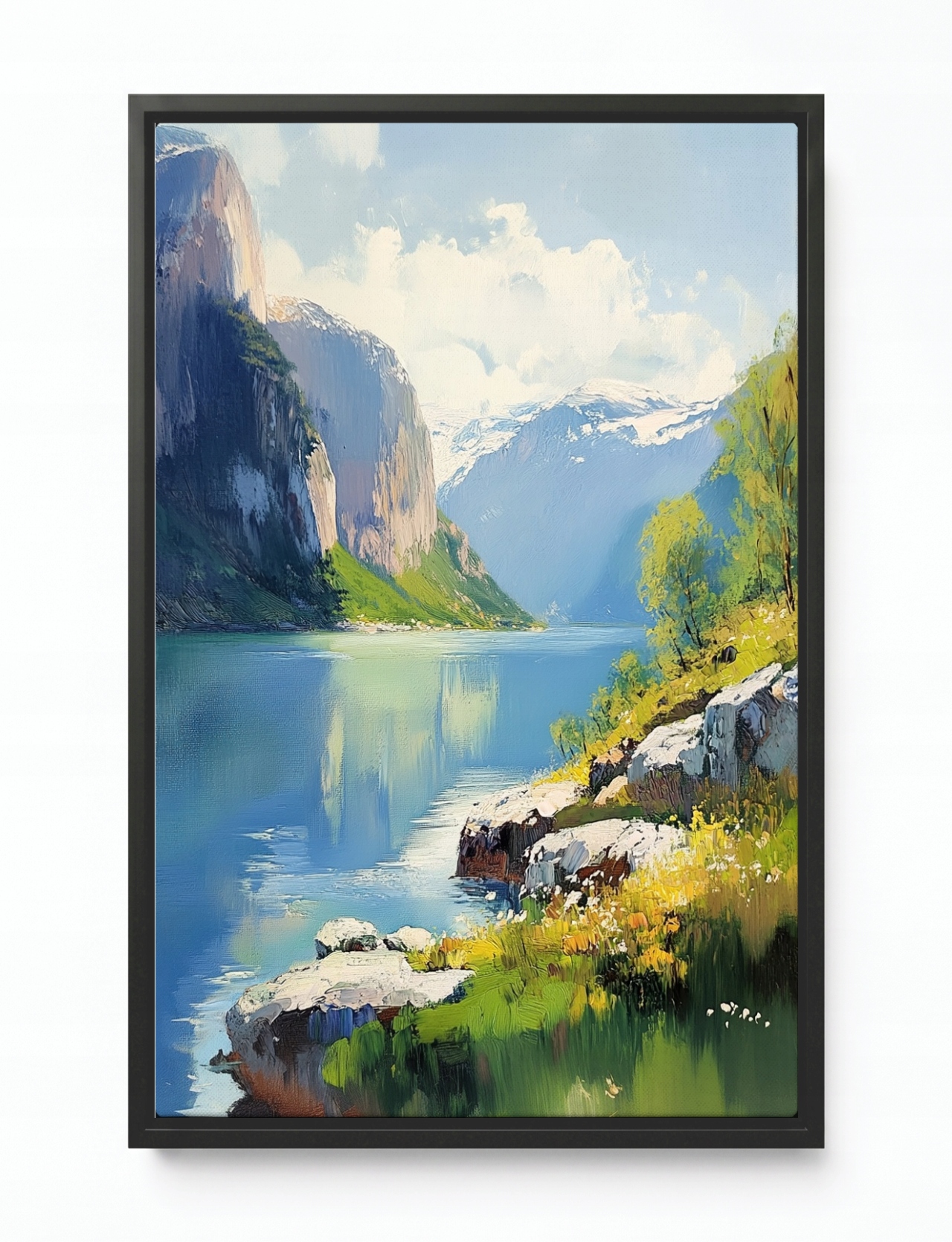 Obraz Rám Americký Box Skandinávie Norsko Fiord Hory Jezero 80x120