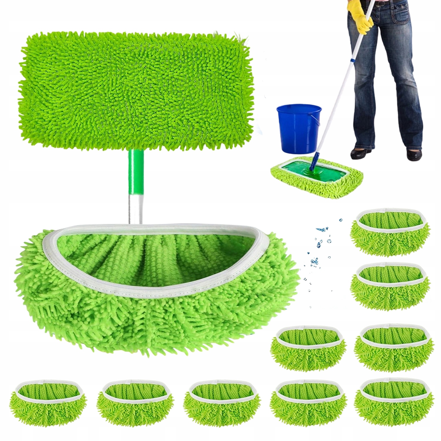 Levně Návlek na podlahový mop 10 kusů – pro mokré i suché mytí