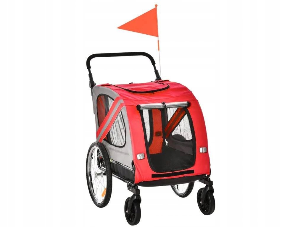 Levně Vozík za kolo pro psy 2v1 Pawhut D00-144RD, červený