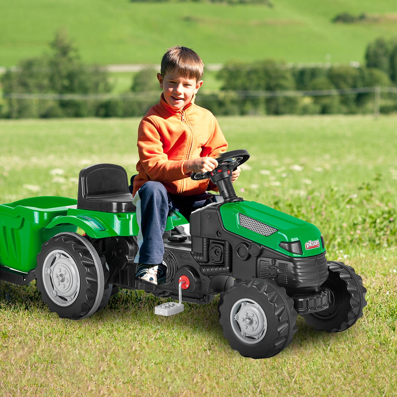 TRAKTOR MIT PEDALEN ANHÄNGER RIESIGER TRAKTOR Maximale Belastung 50 kg
