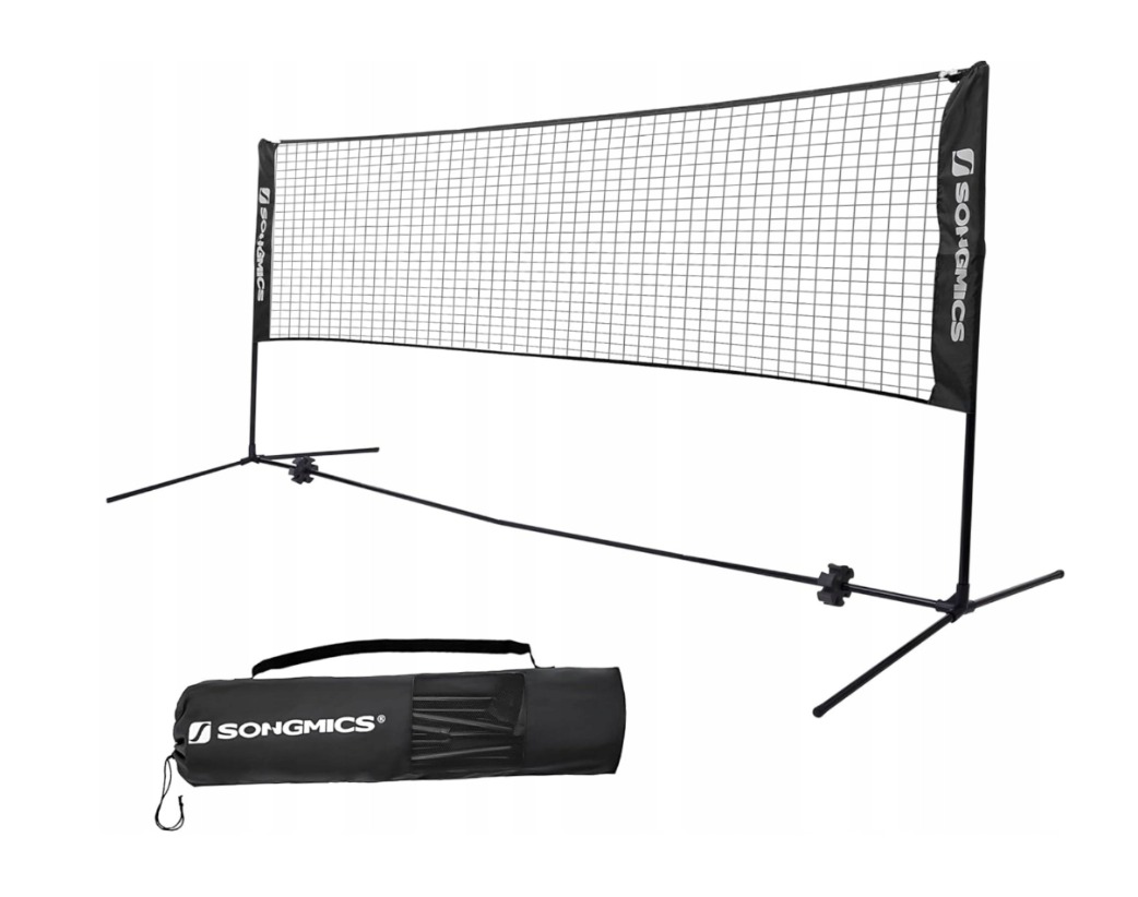 Songmics siatka do badmintona 5 m regulowana wysokość przenośna czarna