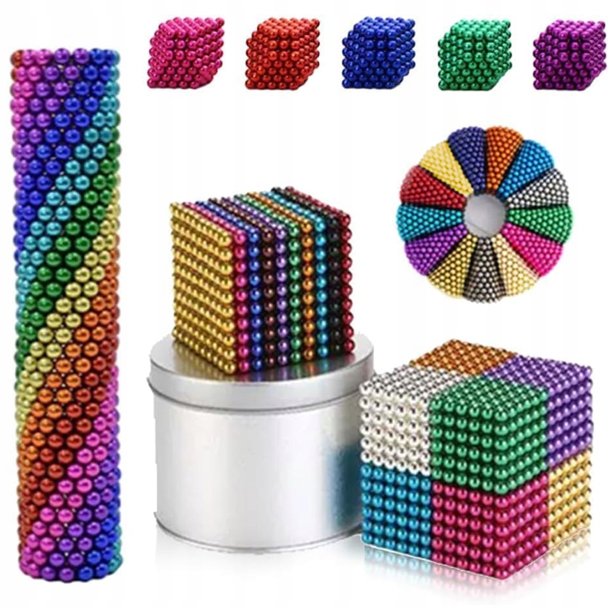 KULKI MAGNETYCZNE NEOCUBE 216szt 5MM TĘCZOWE DZIECI KOLOROWE KLOCKI PREZENT