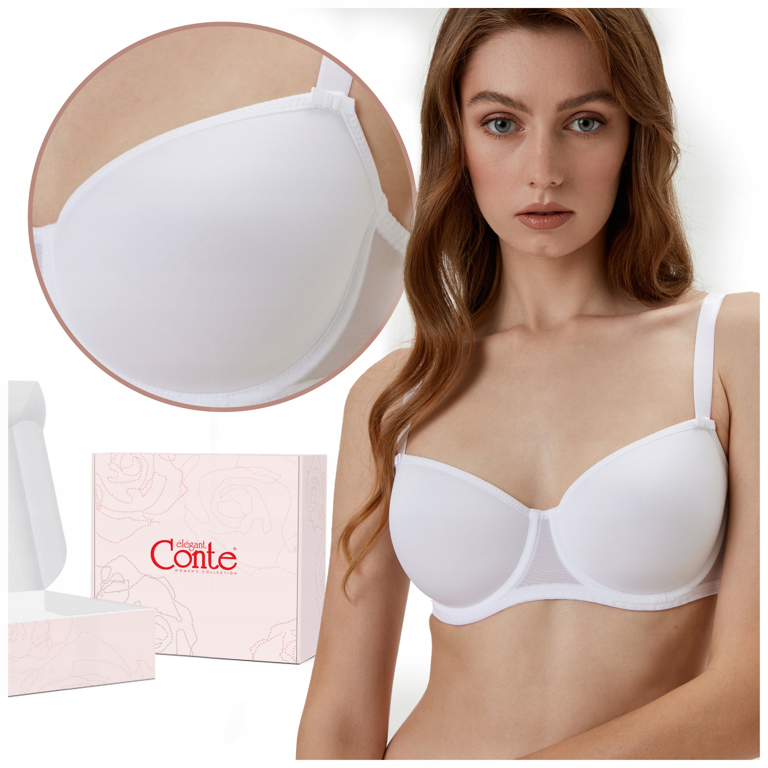 Biustonosz Spacer niewidoczny pod ubraniem Conte RB0001 biały 75E