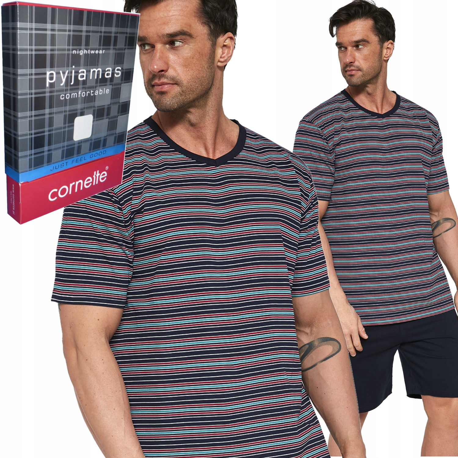 

Cornette piżama męska Various 338/22 paski grafit