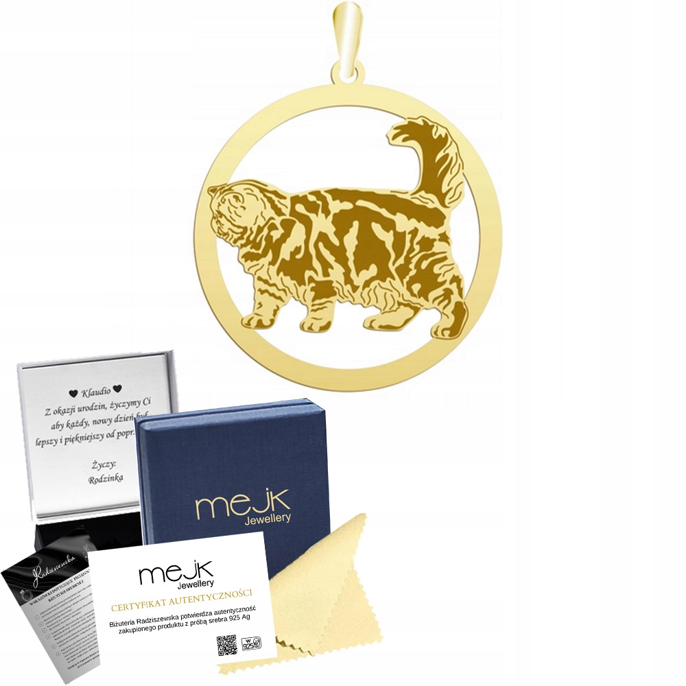 Zlatý přívěsek s exotickou kočkou 925 Dárek Šperky Žena Gravírování