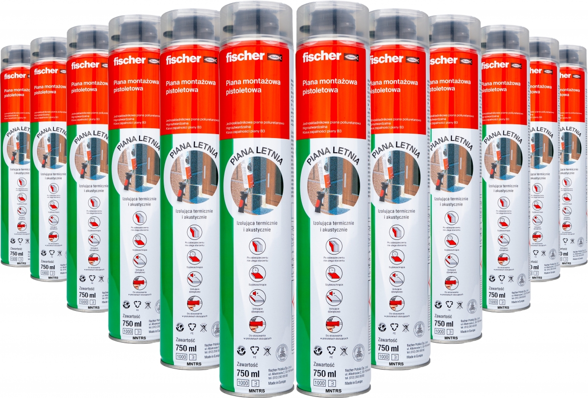 12x Pěna Fischer Letní 750 ml montážní pěna Pu