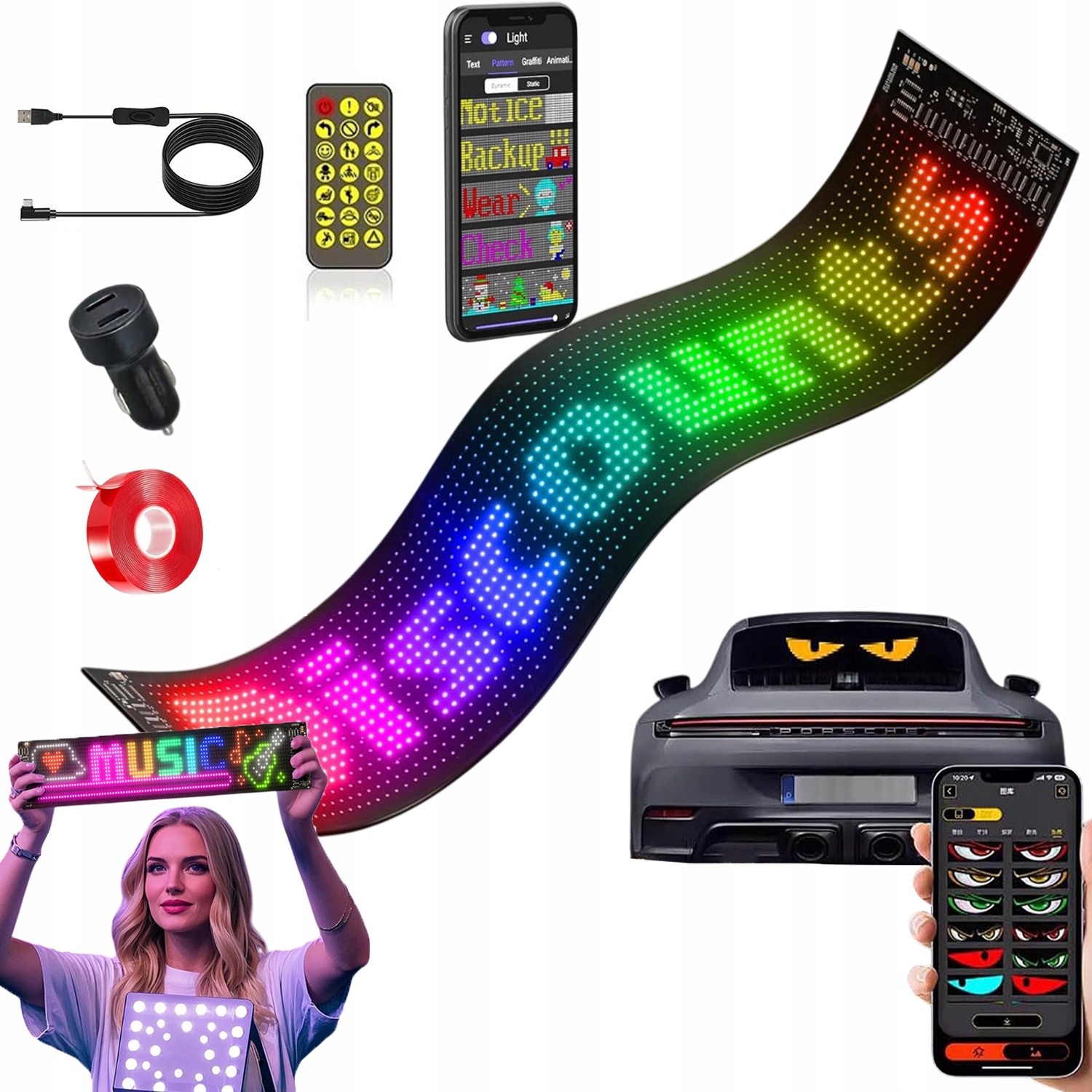 Multifunkční Flexibilní Led Displej, Reklamní Displej Do Auta