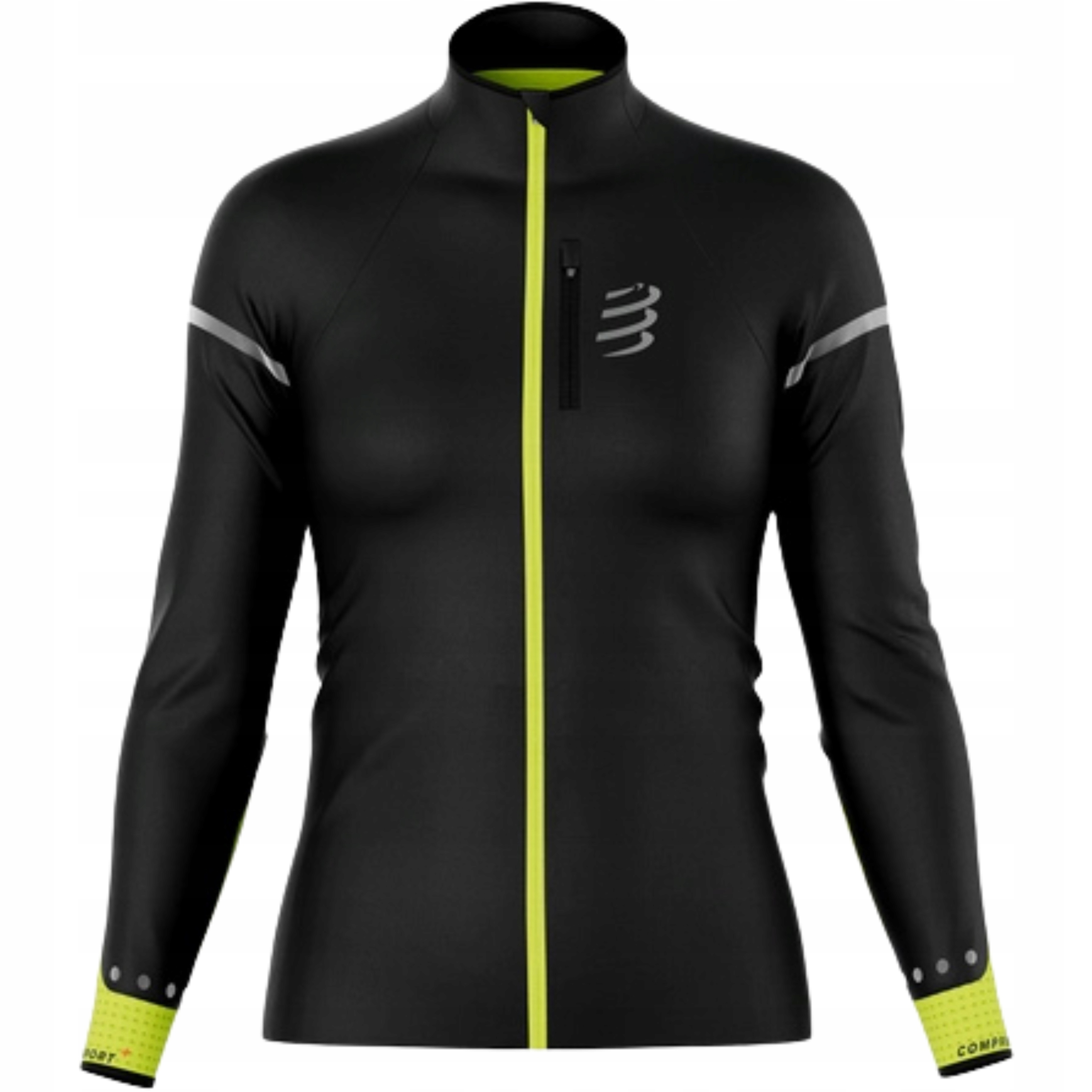 Kurtka do Biegania Damska Compressport Sportowa Windproof Czarno-Zielona S