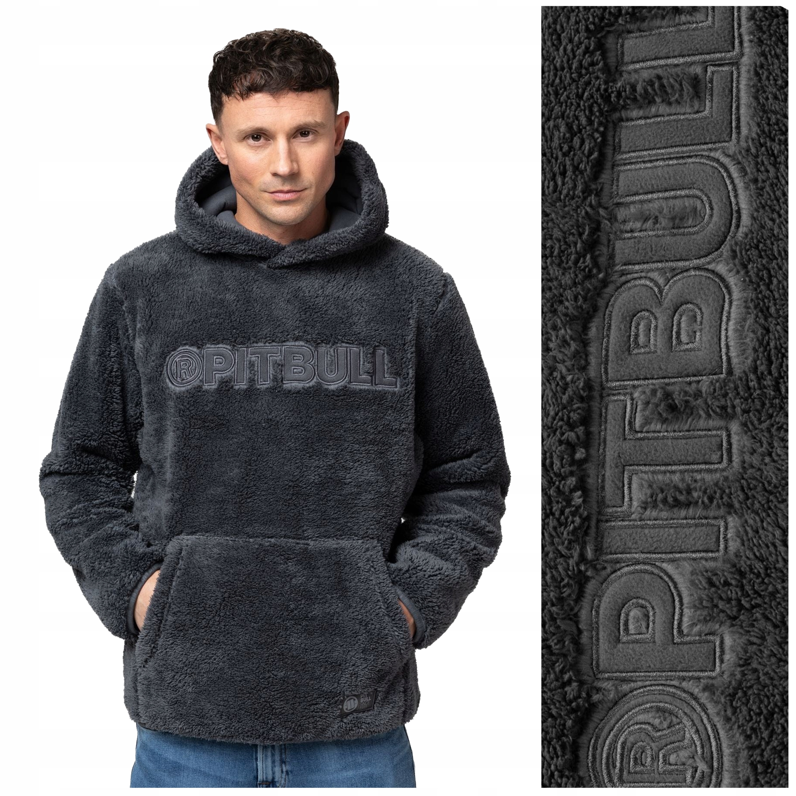 Pánská mikina s kapucí Pit Bull "aragon" vel. S grafitová