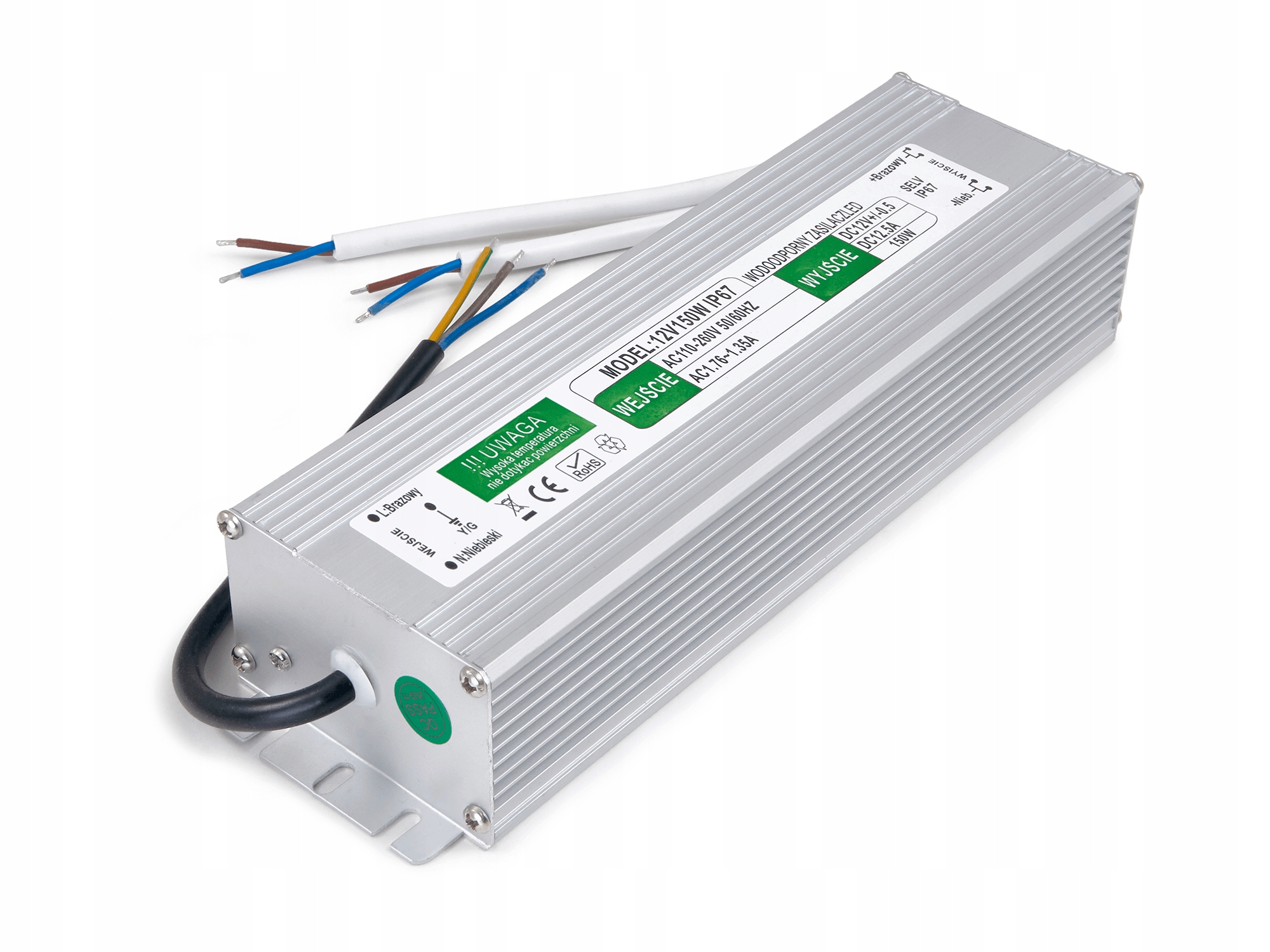 Zasilacz 12V 150W 12.5A IP67 Wodoodporny Do T. Led