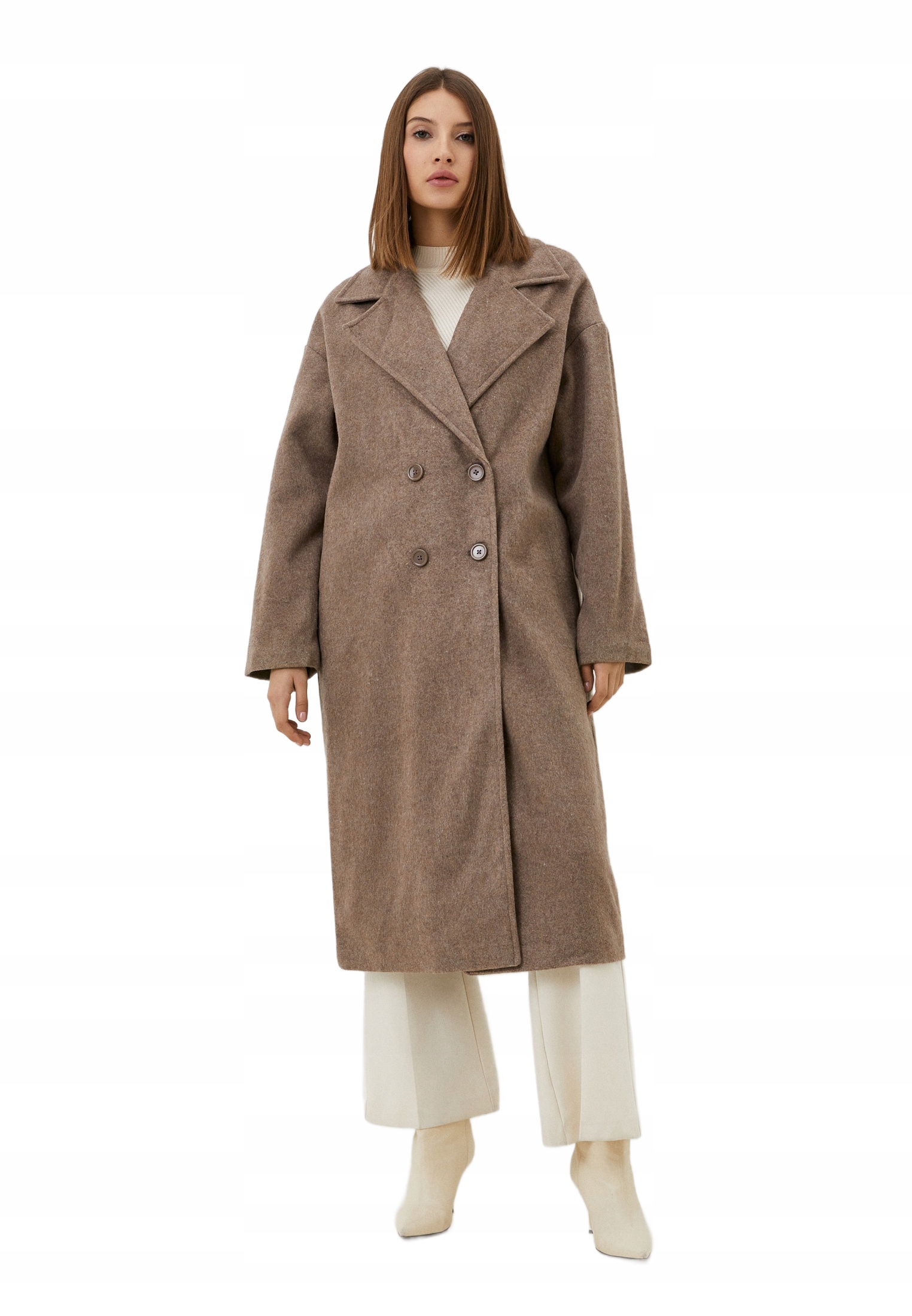 Trendyol Hnědý Teplý Dvouřadý Kabát S Příměsí Vlny 34 Kusů