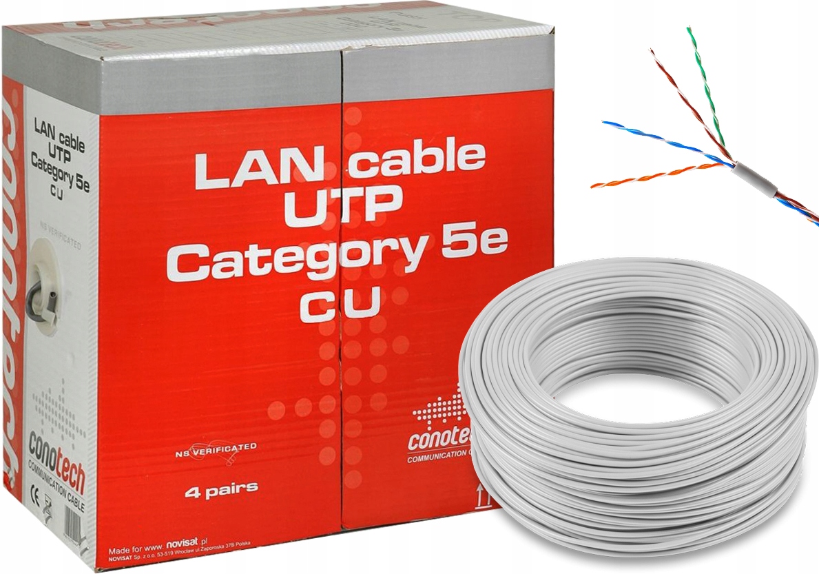 

Kabel Ethernet sieciowy Skrętka U/utp 5e 50 metrów