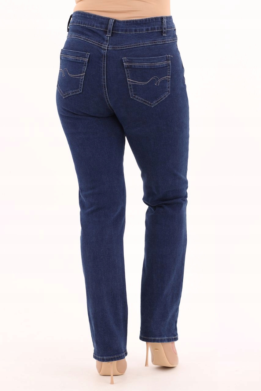 SPODNIE JEANSOWE DAMSKIE Z WYSOKIM STANEM DUŻE ROZMIARY WYSZCZUPLAJĄCE Linia plus size (duże rozmiary)