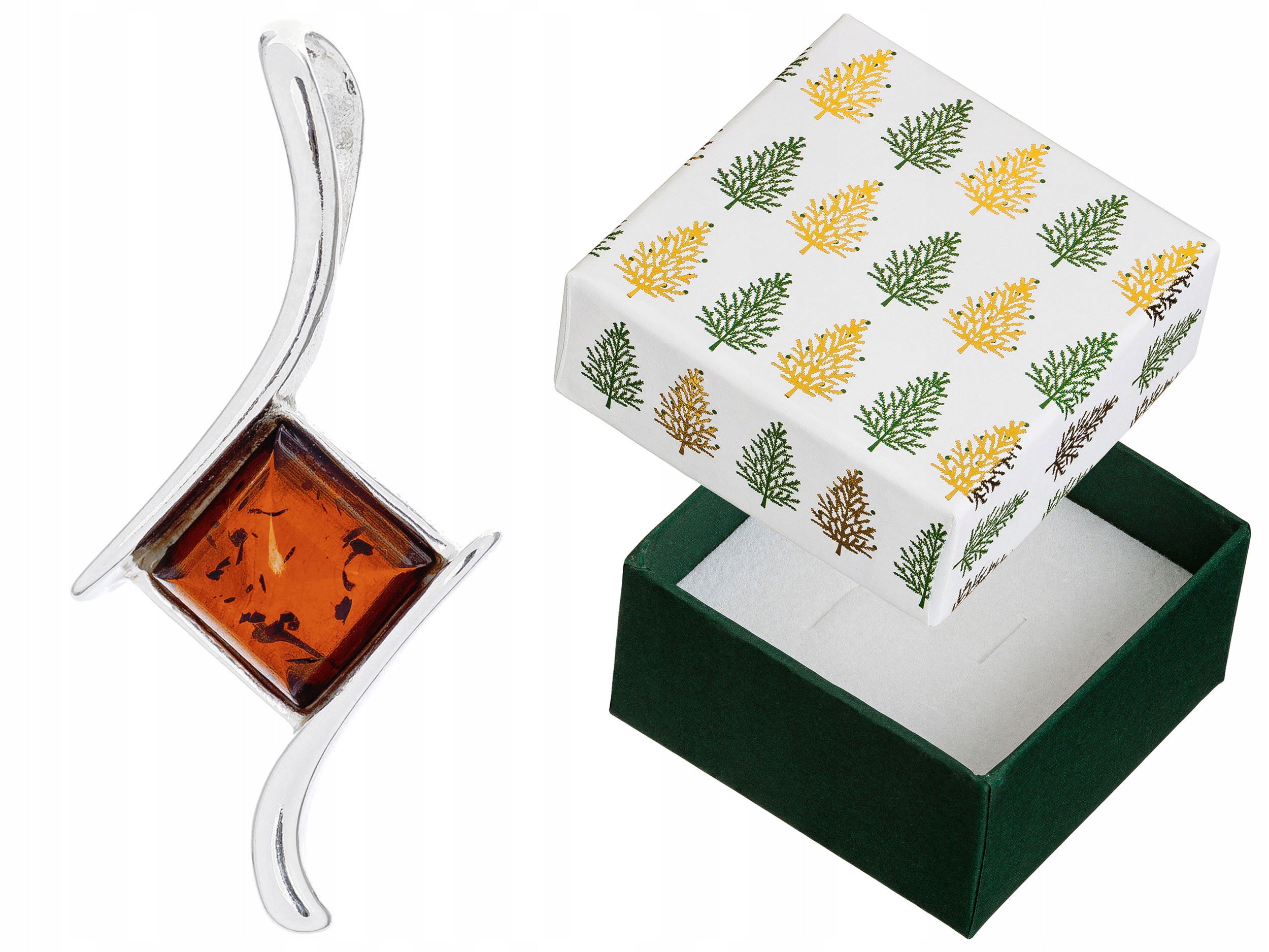 Stříbrný Přívěsek s čtvercovým jantarem Elegantní dámský přívěsek Stříbro