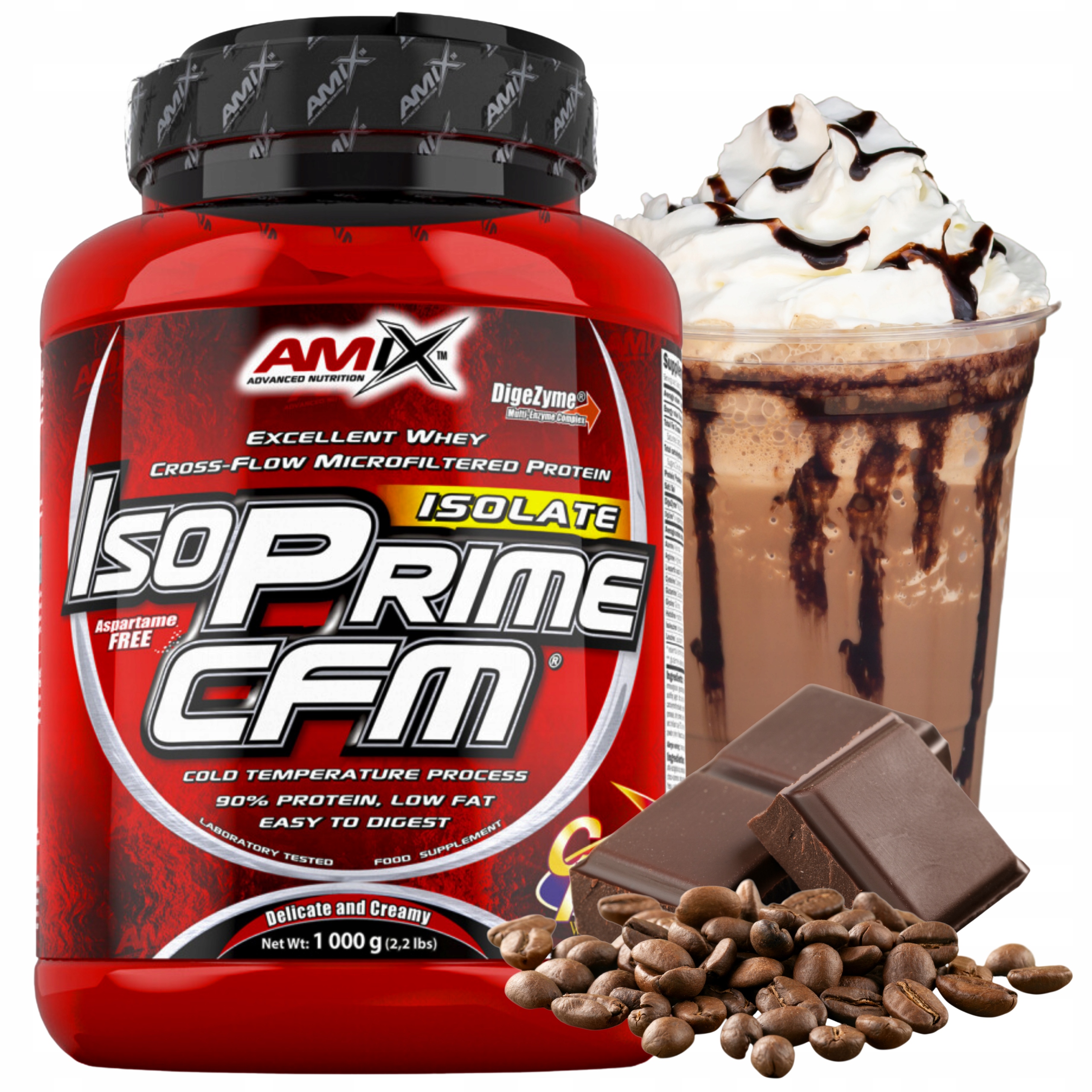 Whey Protein Wpi Amix Isoprime Cfm 1kg Izolát bez laktózy Čokoláda Káva