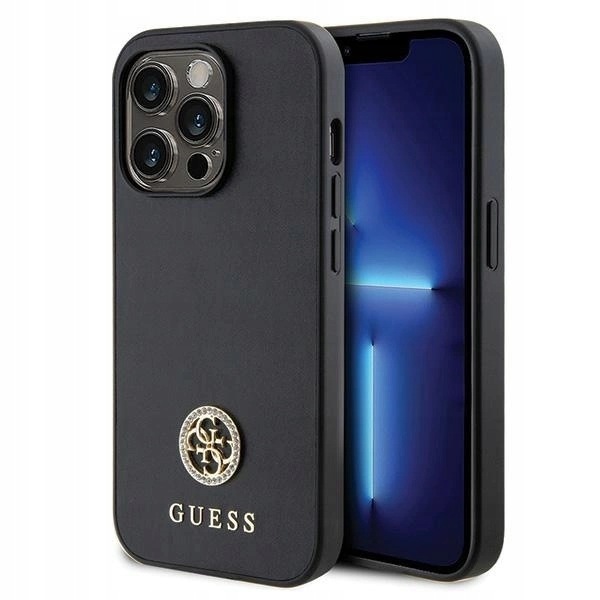 Pouzdro Guess Strass Metal Logo pro iPhone 15 Pro černé