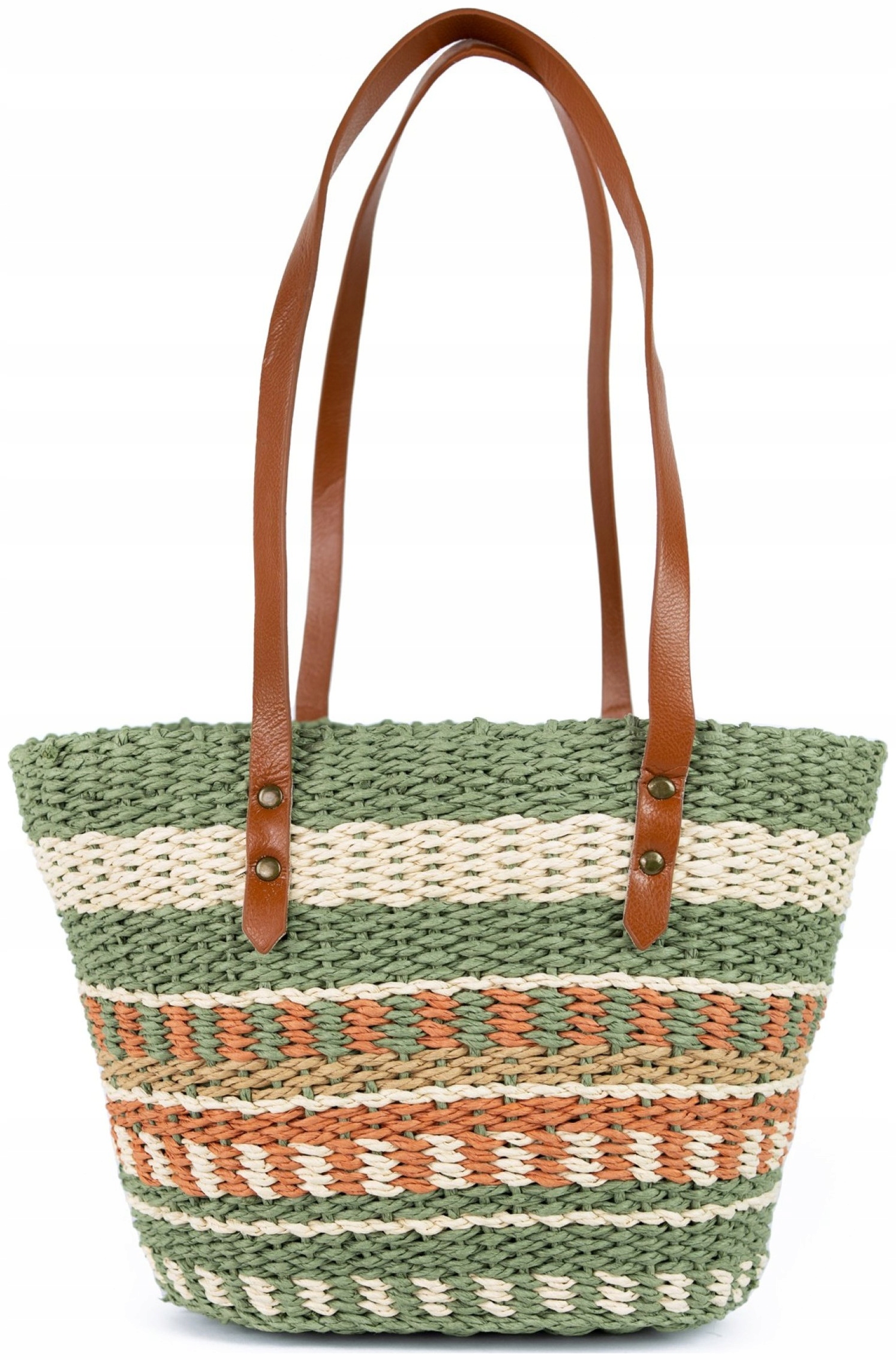 Kabelka s košíkem Ksanti pletená dámská na léto, přírodní, stylová, khaki