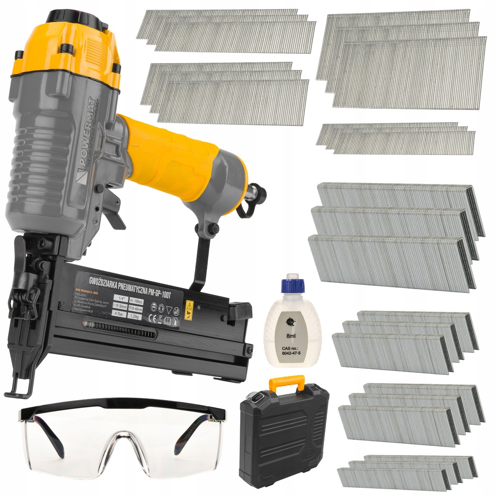 Gwoździarka Zszywacz Taker Pneumatyczny Zestaw 750X Zszywek 1000X Gwoździ
