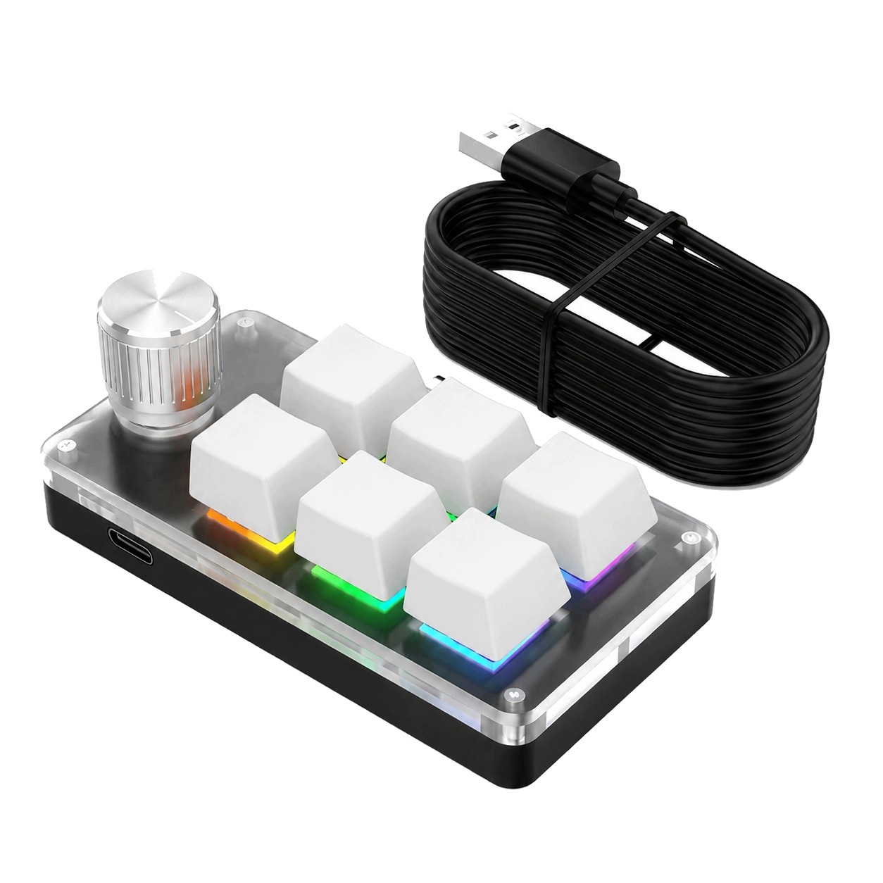 Bílá Mechanická Makro Klávesnice Rgb 6 Kláves Tlačítko Usb-c Macseo