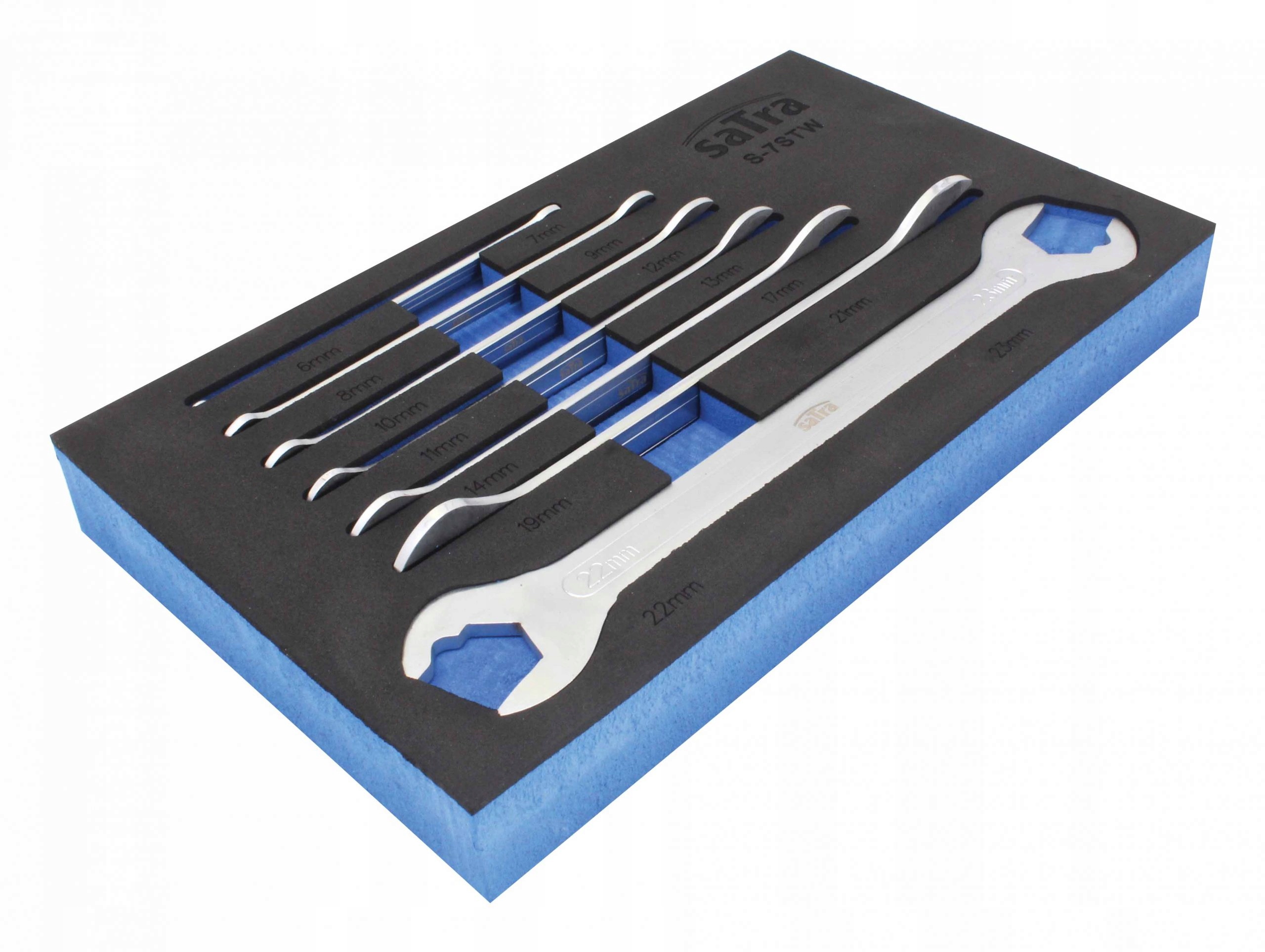 KLUCZE PŁASKIE CIENKIE W PIANCE 7 SZT SATRA S-7STW