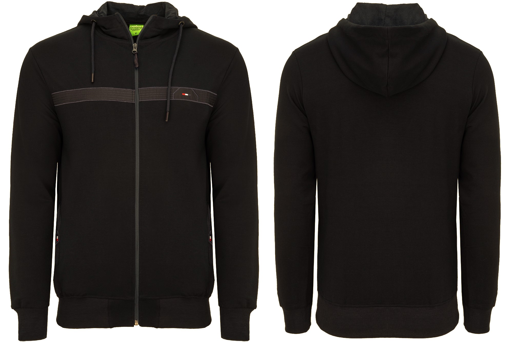 Pánská Mikina Zateplená, Rozepínací, S Kapucí, Černá, Kapsy Na Zipy: M